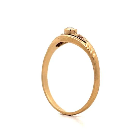 .10 Victorian Pearl & Ruby Stacking Ring in 14k - Image 5
