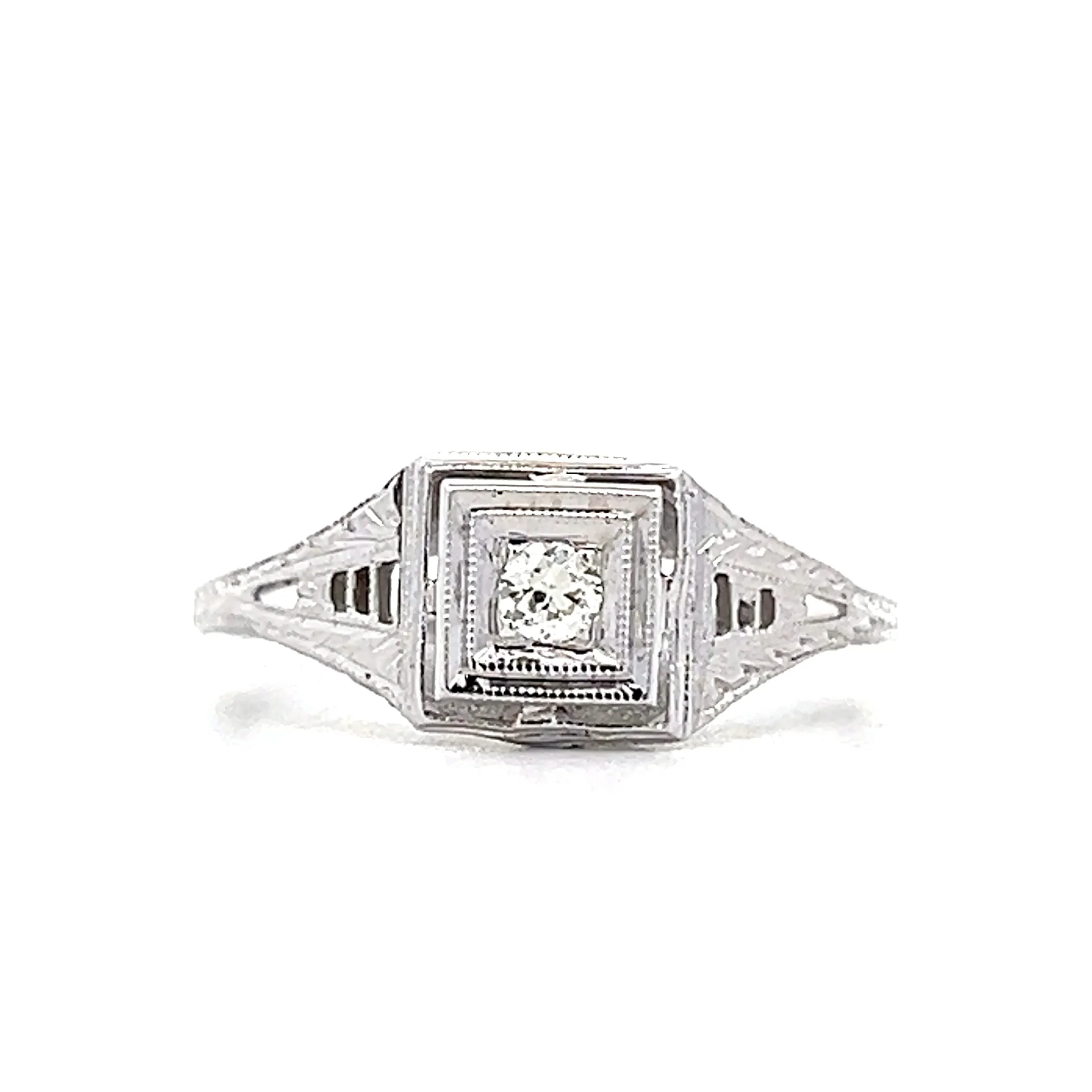 .10 Vintage Art Deco Solitaire Engagement Ring in 14k