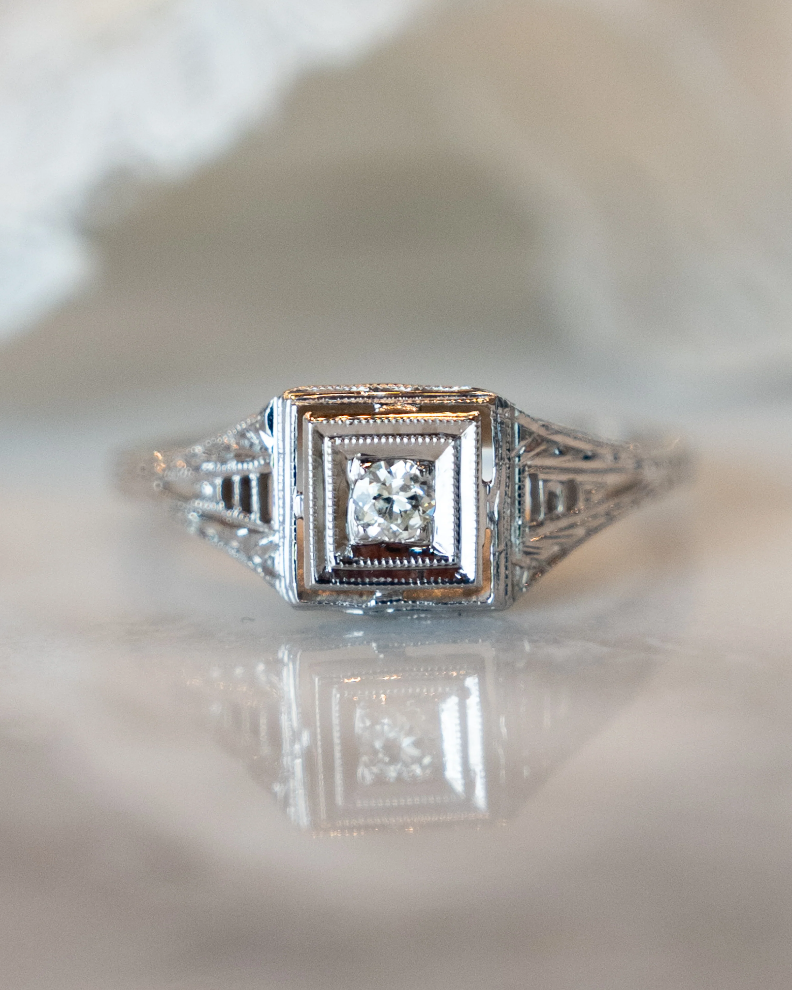 .10 Vintage Art Deco Solitaire Engagement Ring in 14k - Image 7