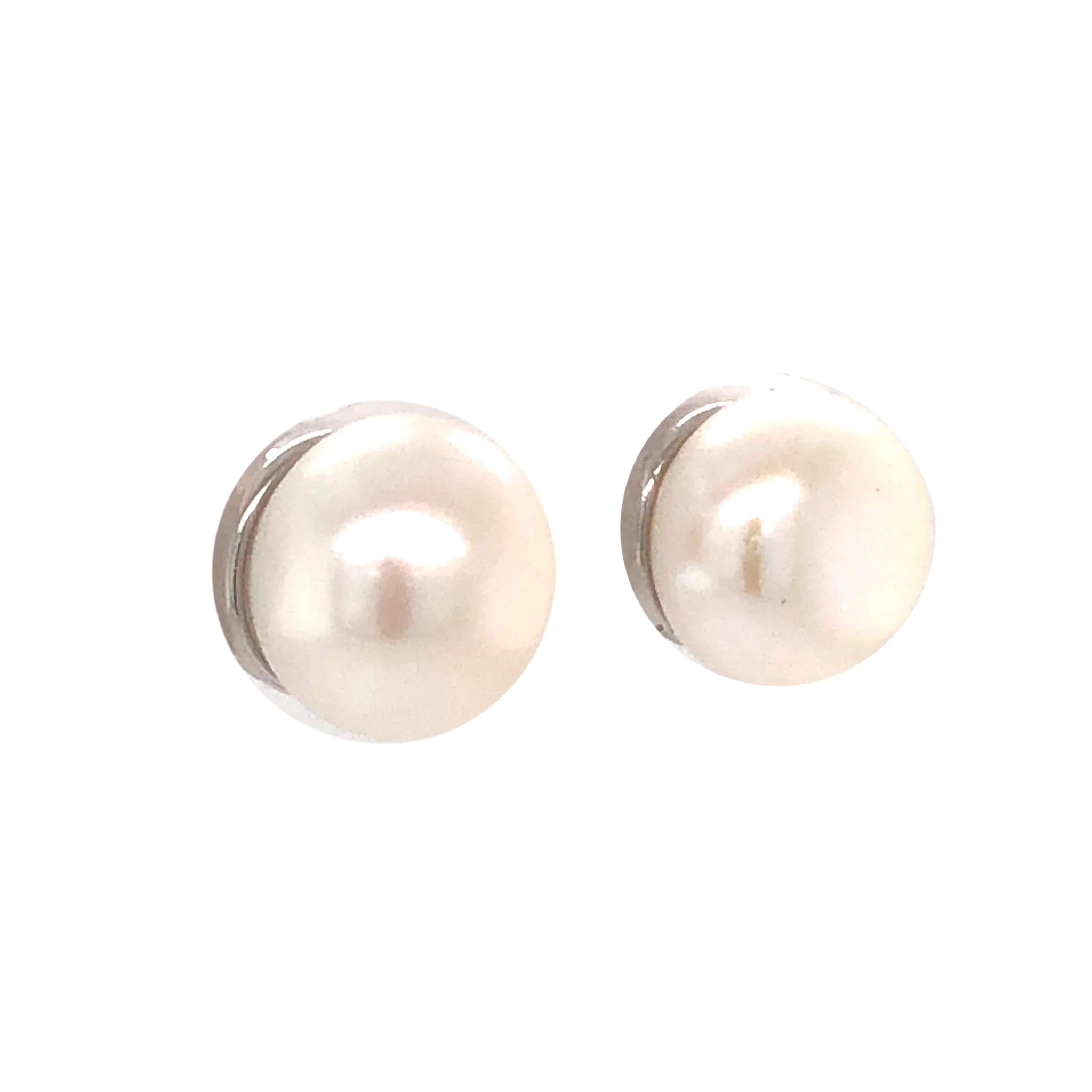 10mm Pearl Earrings in 14k White Gold - Image 3