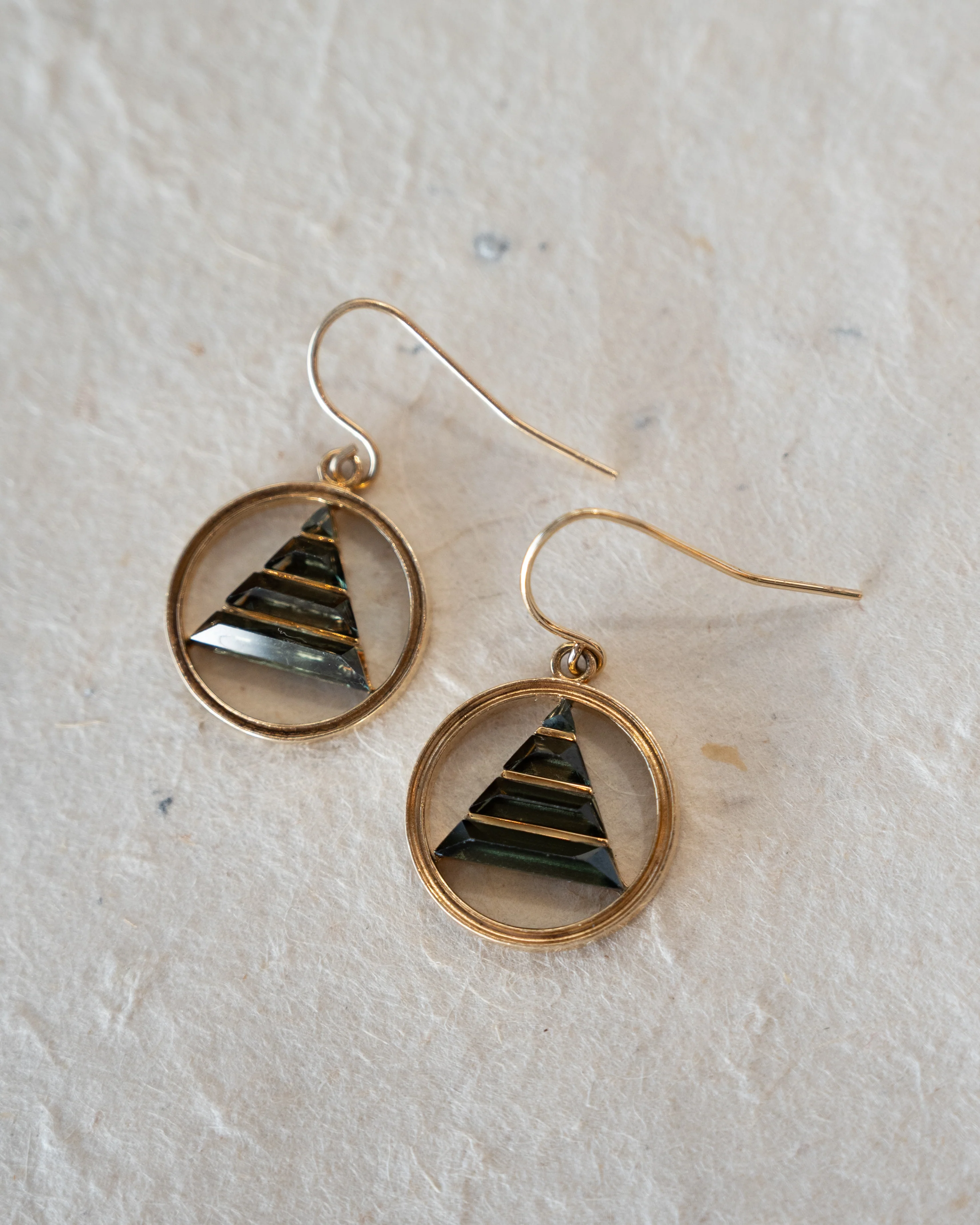 11.12 Green Tourmaline Dangle Earrings 14k Yellow Gold - Image 4