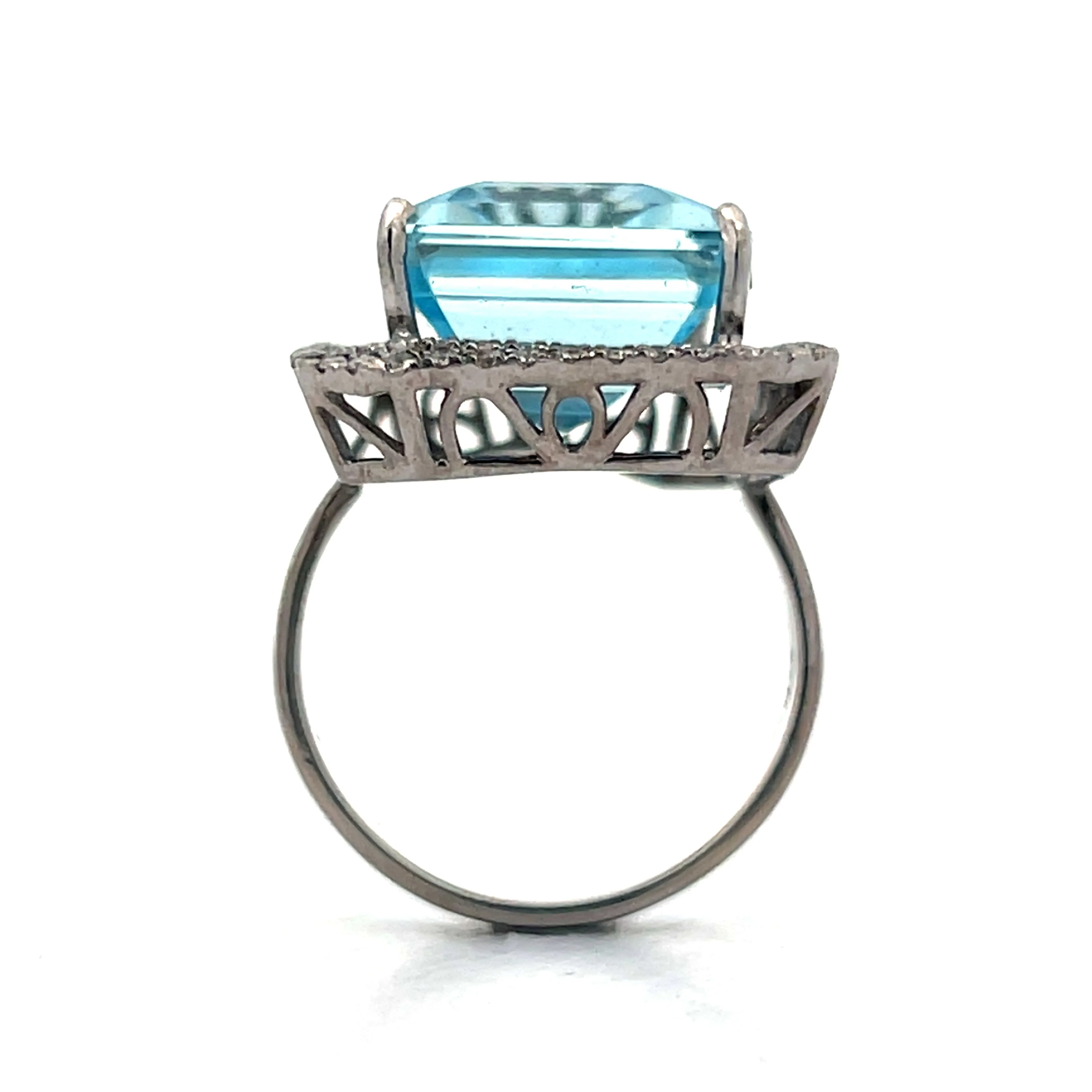 11.16 Emerald Cut Aquamarine in 14k White Gold - Image 4
