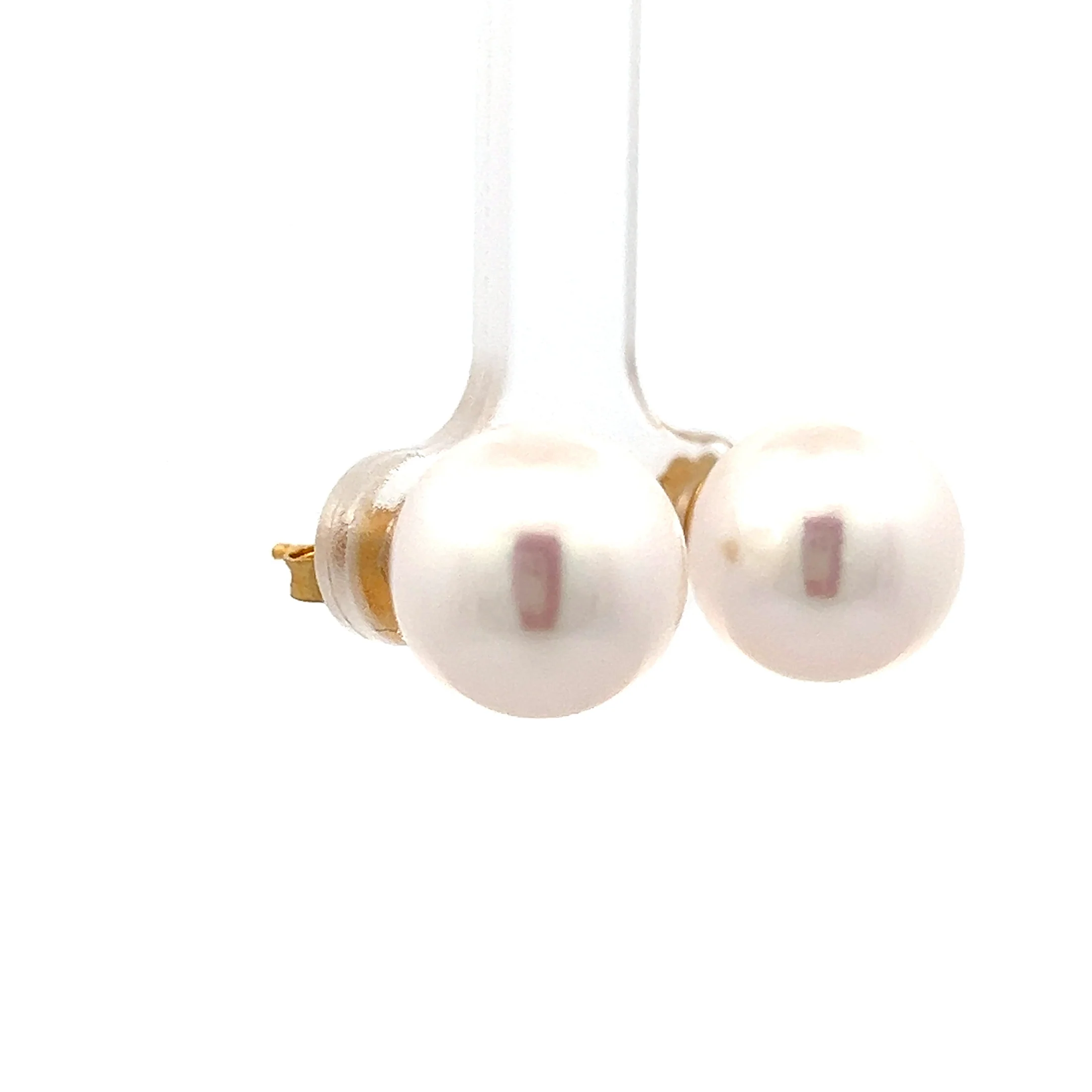 11.5mm Cultured Pearl Stud Earrings 14k Yellow Gold - Image 3