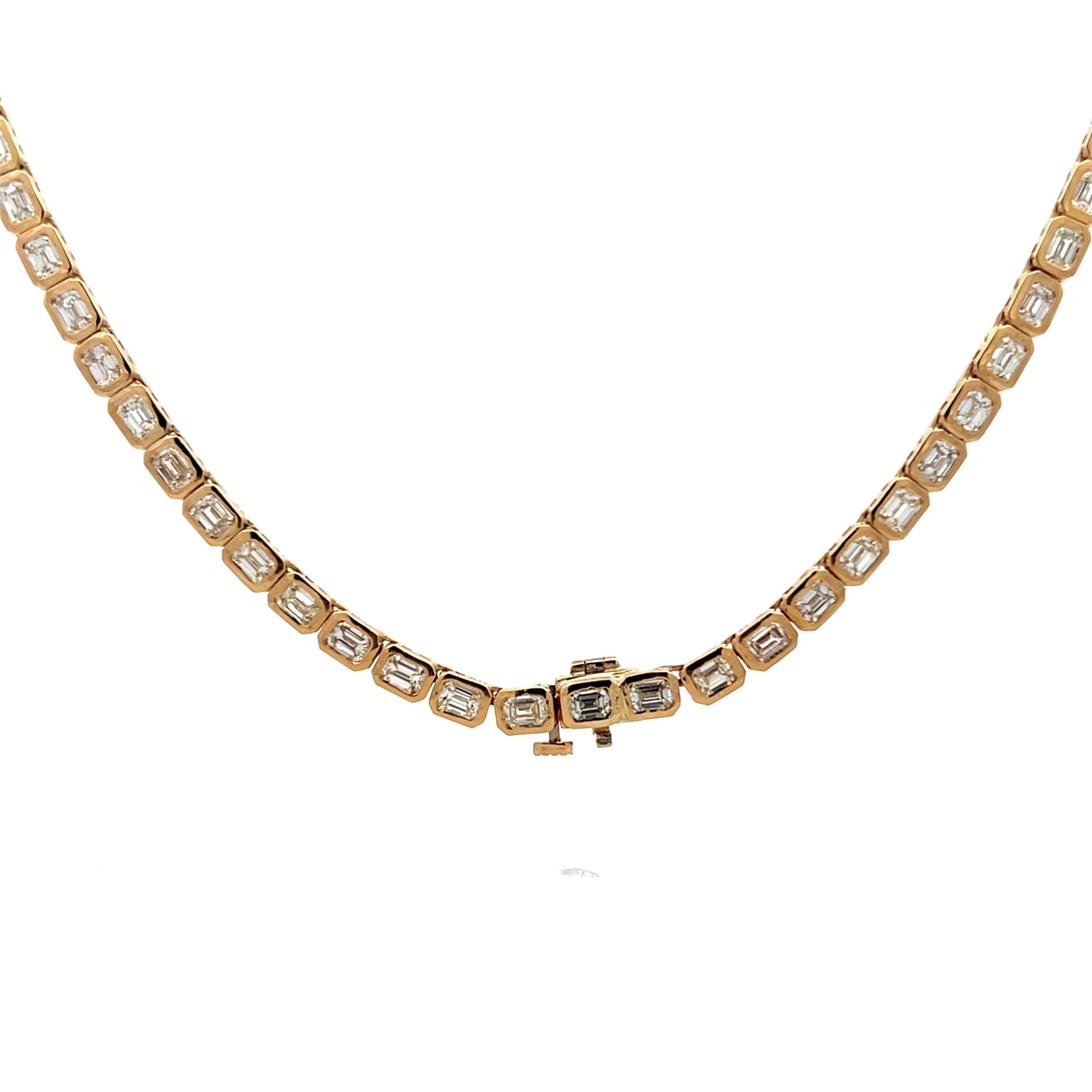 11.60 Emerald Cut Tennis Necklace in 14k Yellow Gold - Image 4