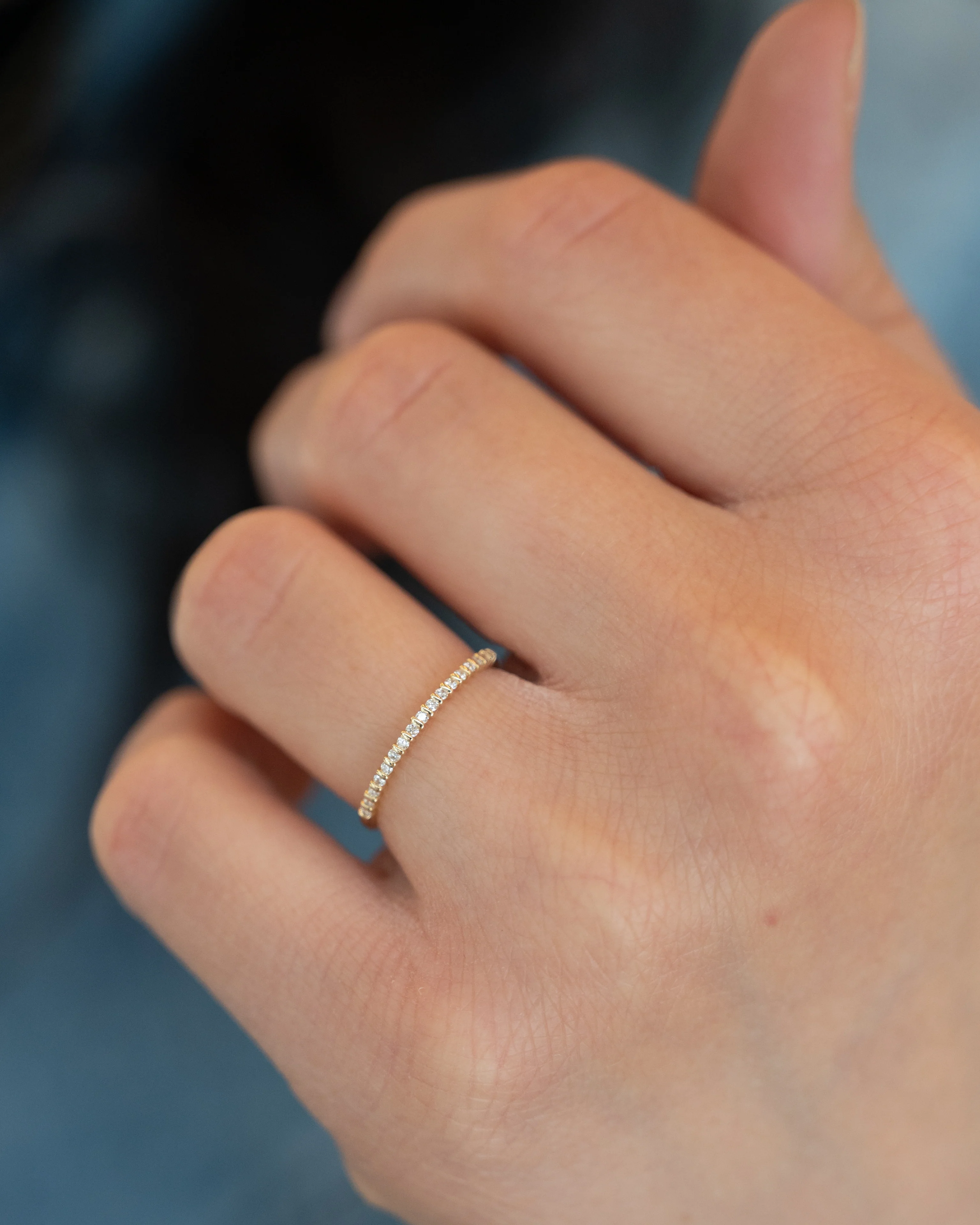 .11 Bar Set Diamond Wedding Band in 14k Yellow Gold - Image 7