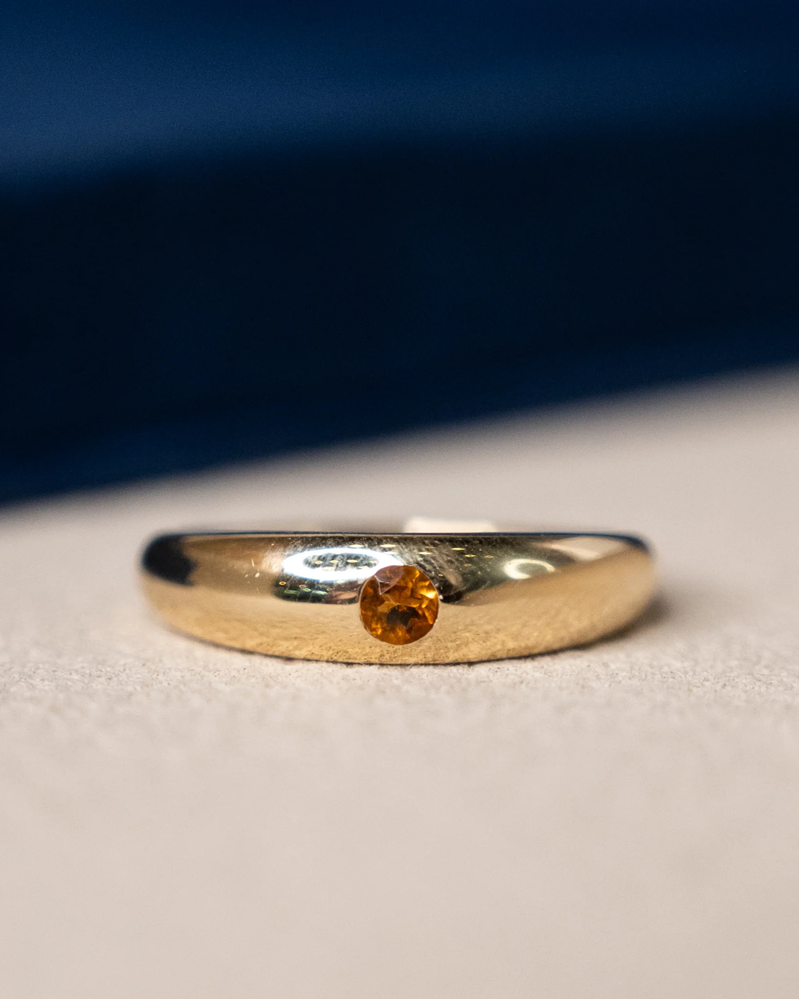 .11 Flush Set Citrine Stacking Ring 14k Yellow Gold - Image 6