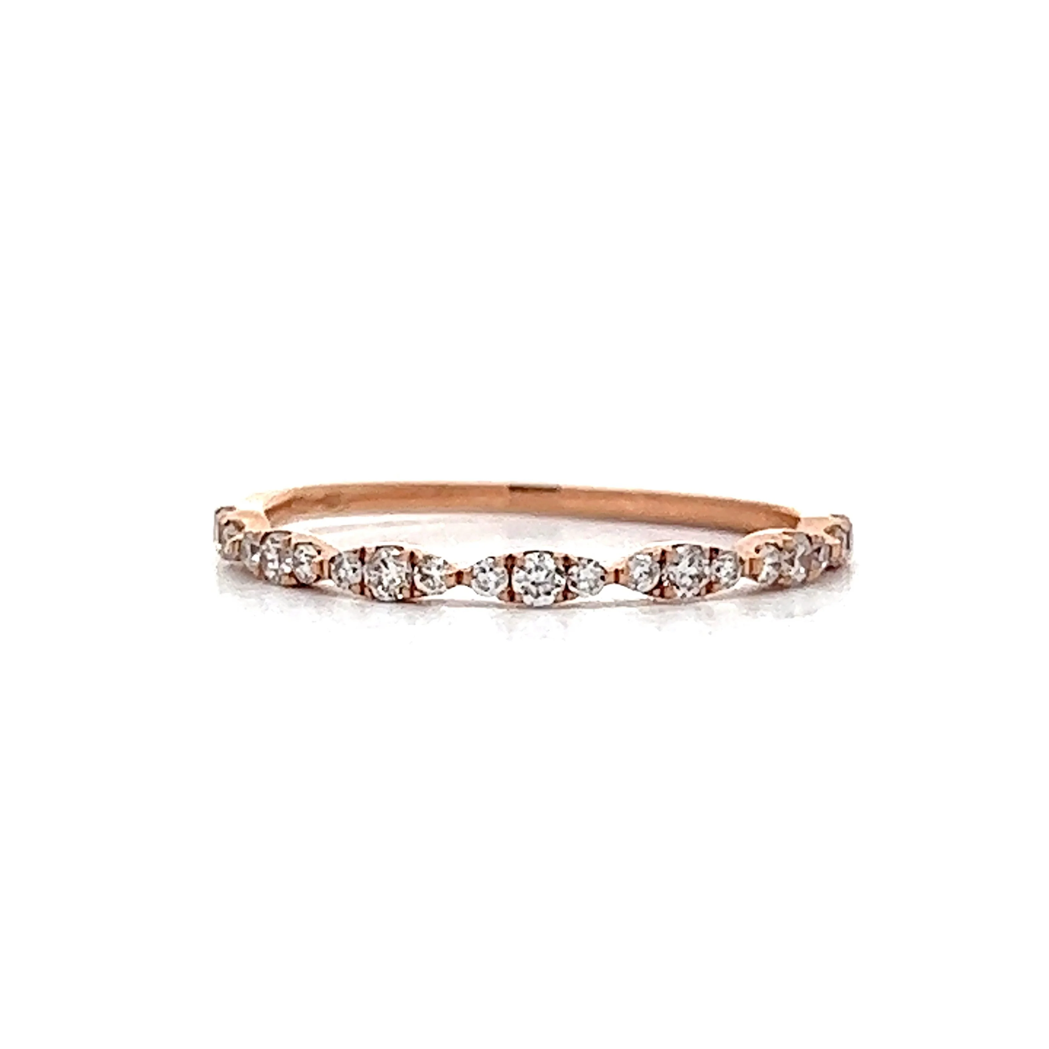 .11 Round Diamond Pave Wedding Band in 14k Rose Gold