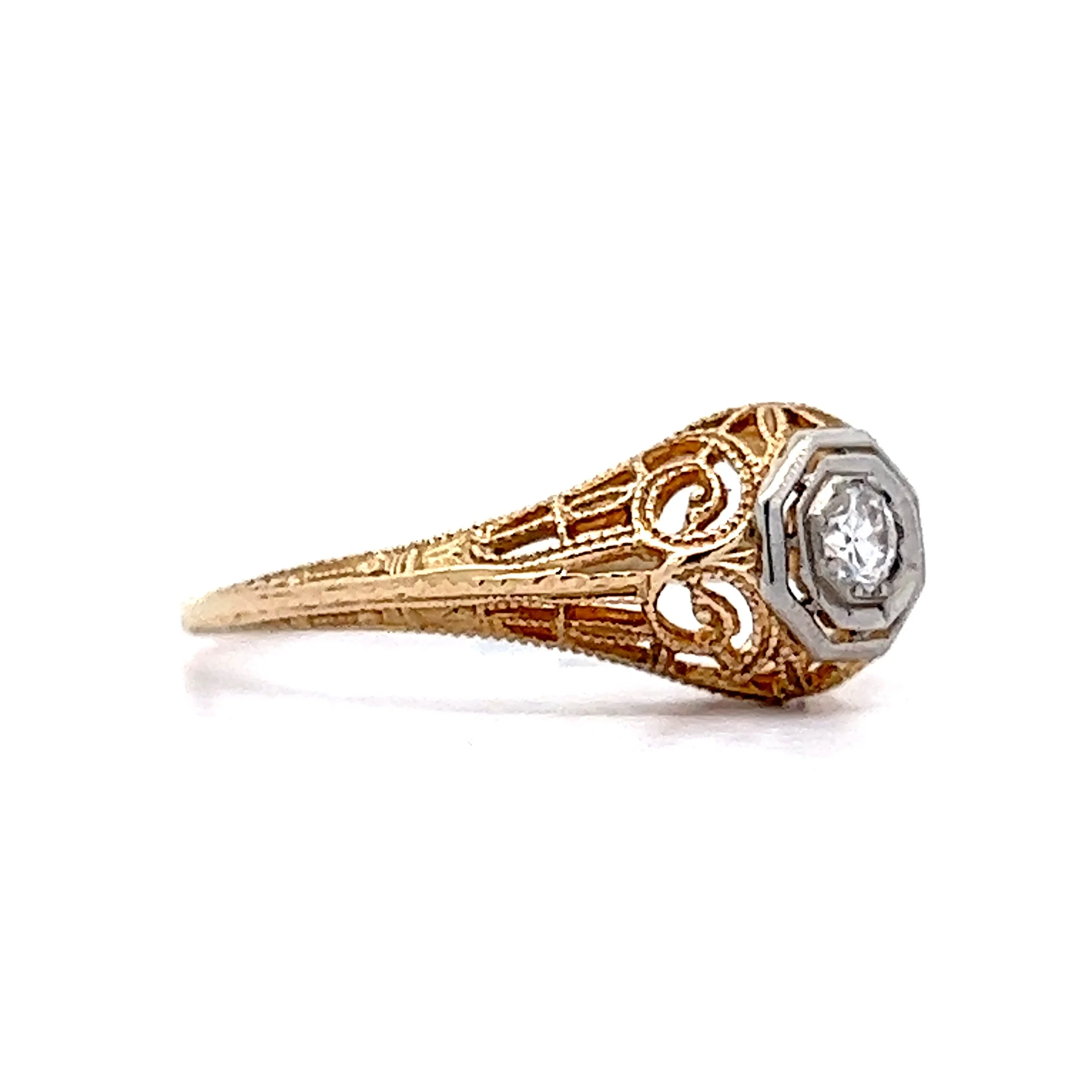 .11 Vintage Art Deco Diamond Solitaire Engagement Ring in 14k - Image 3