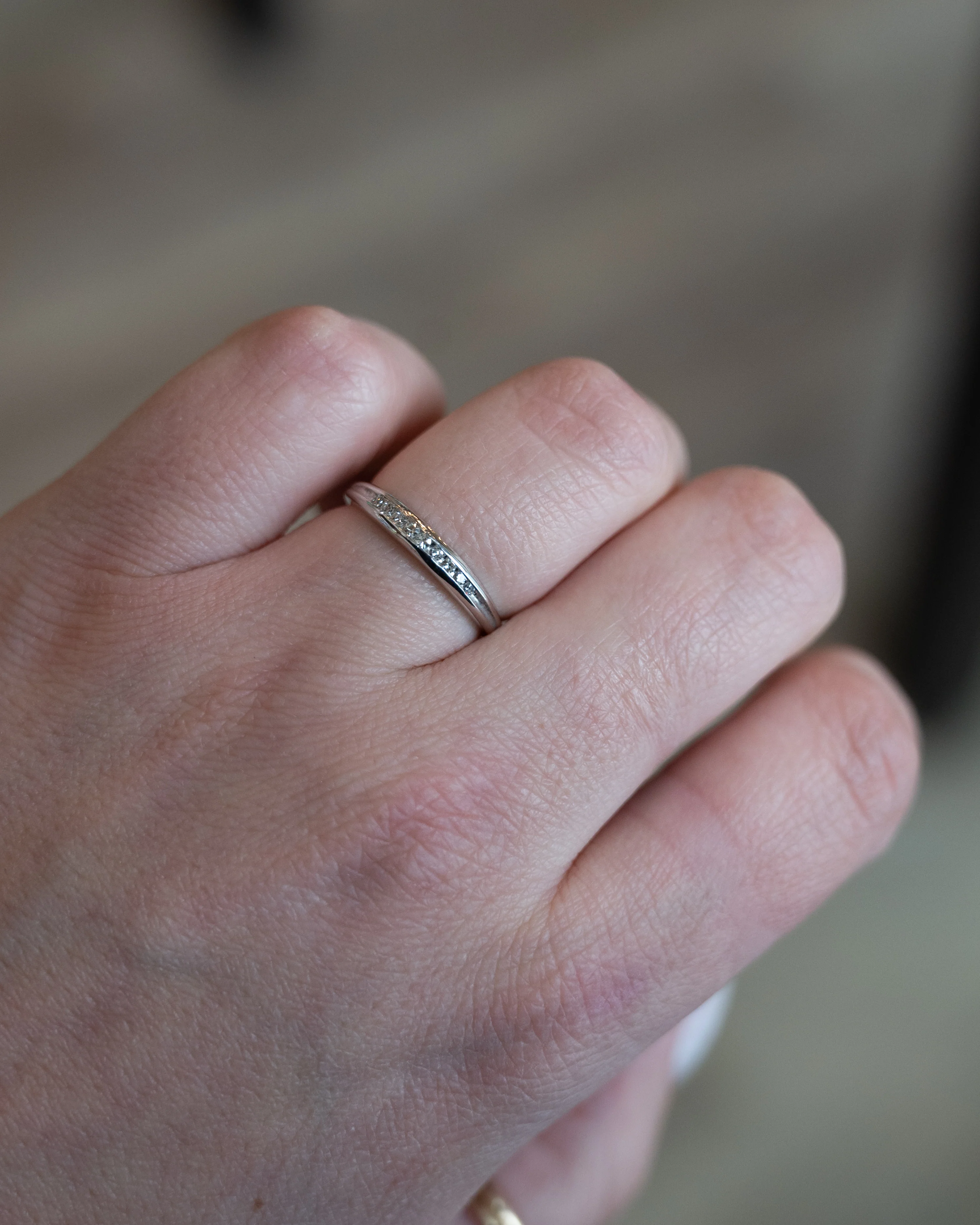 .11 Vintage Diamond Wedding Band 14k White Gold - Image 7