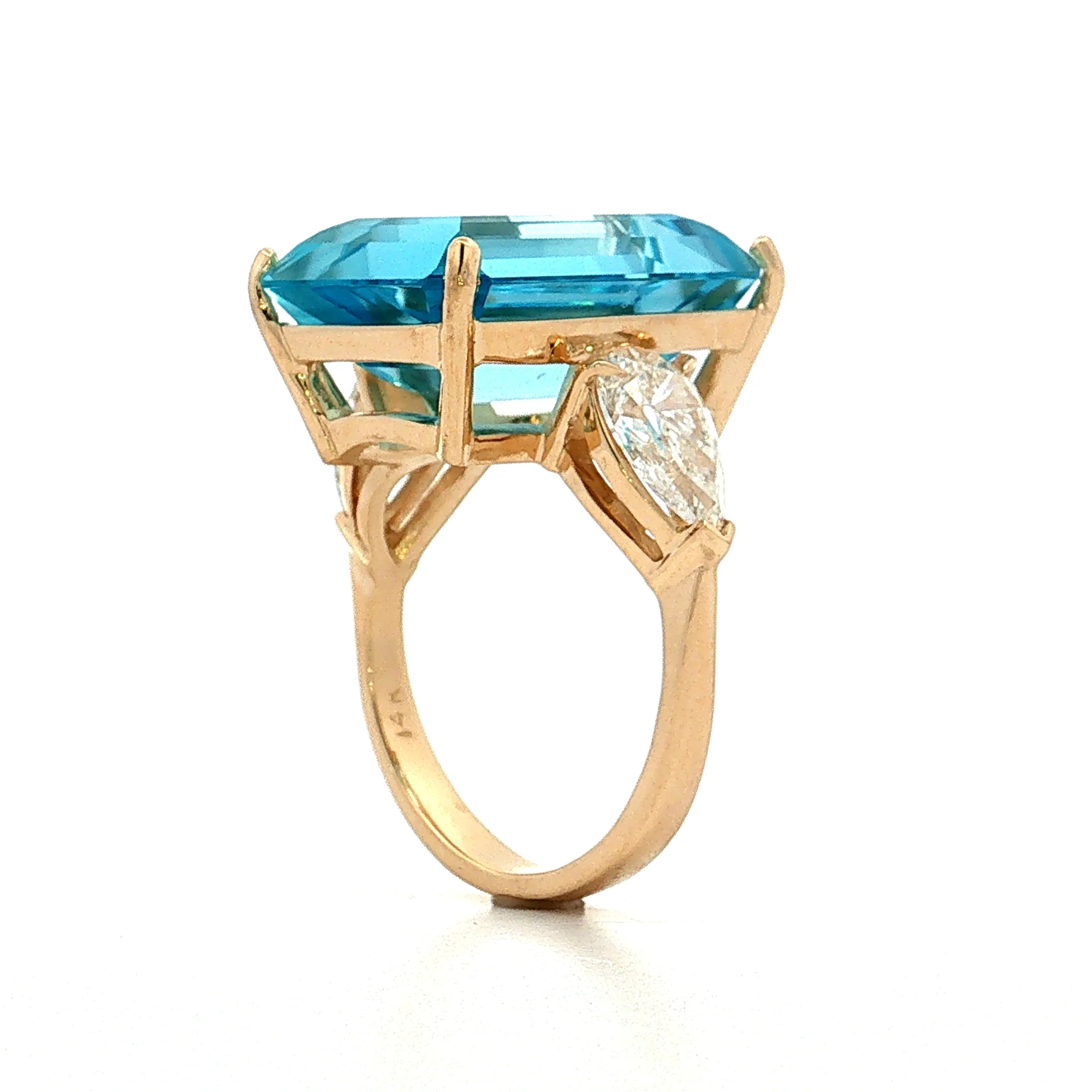 12.32 Aquamarine & Diamond Cocktail Ring 14k - Image 5