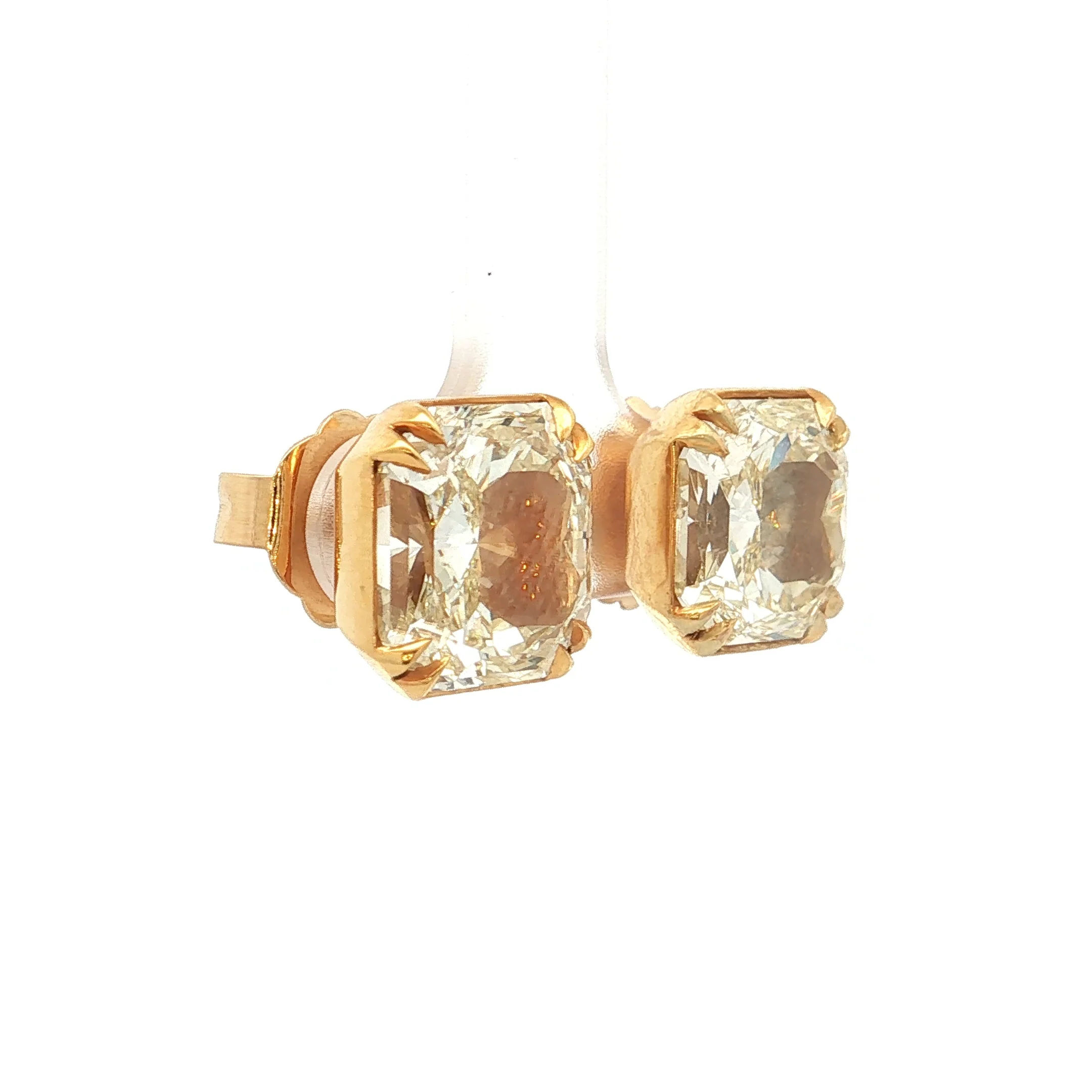 12.35 Fancy Yellow Square Diamond Earring Studs 18k - Image 3
