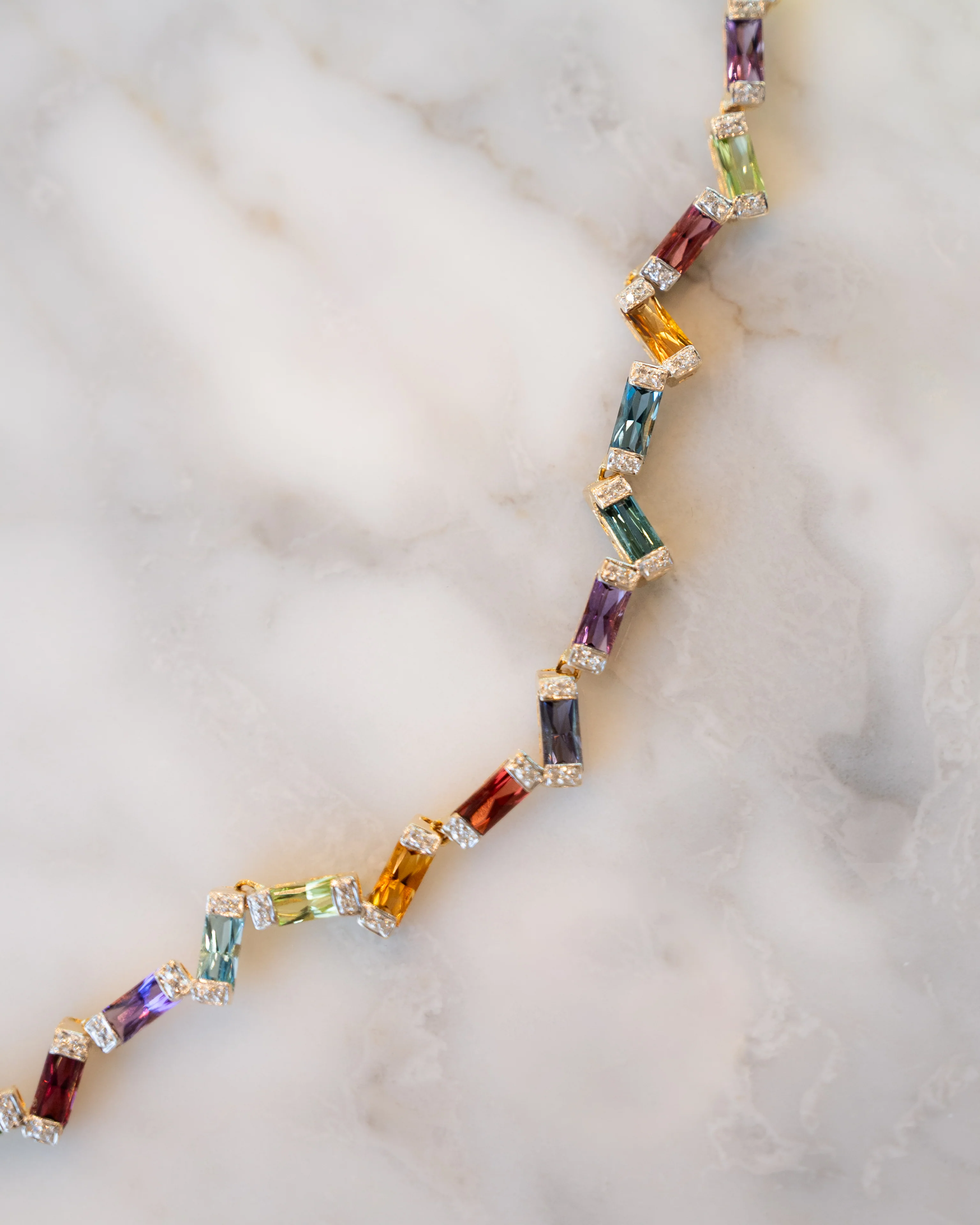 12.75 Gemstone Rainbow Necklace in 18k Yellow Gold - Image 6