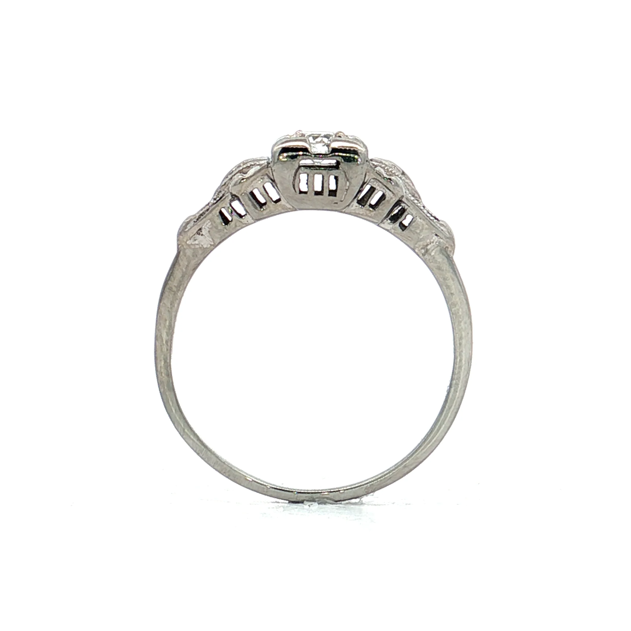 .12 Antique Deco European Diamond Engagement Ring 18k - Image 4