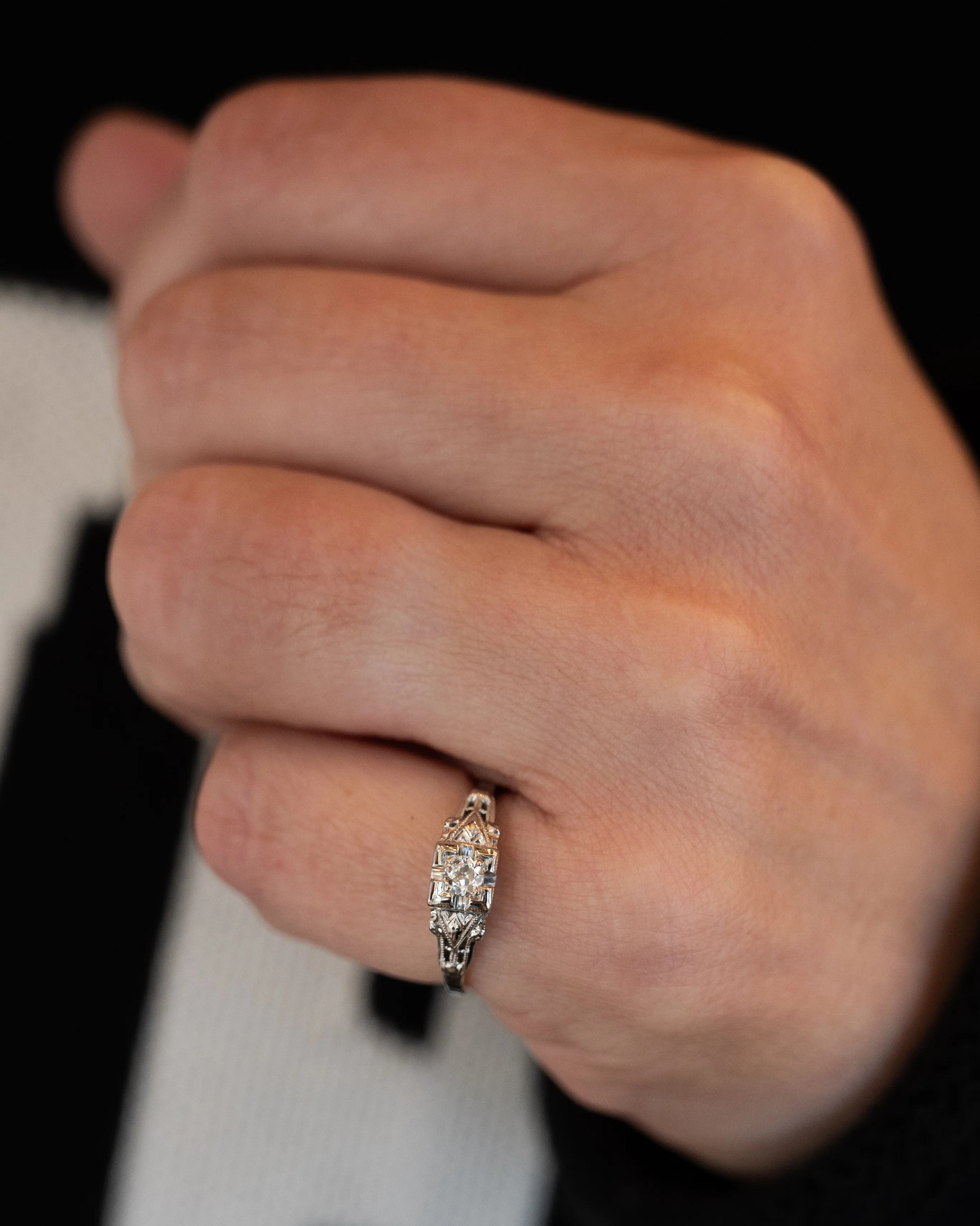 .12 Antique Deco European Diamond Engagement Ring 18k - Image 7