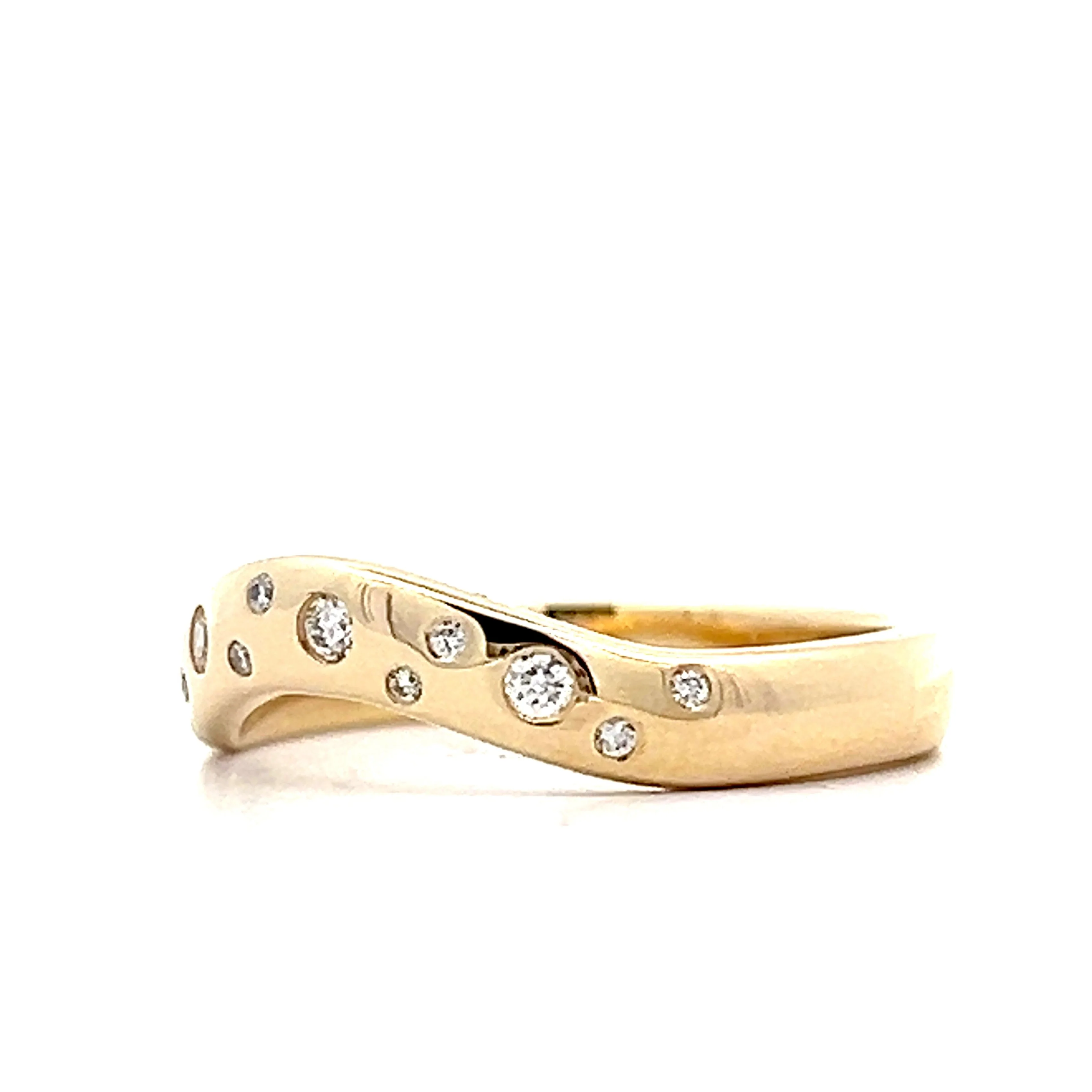 .12 Bezel Diamond Contour Wedding Band in 14k - Image 2