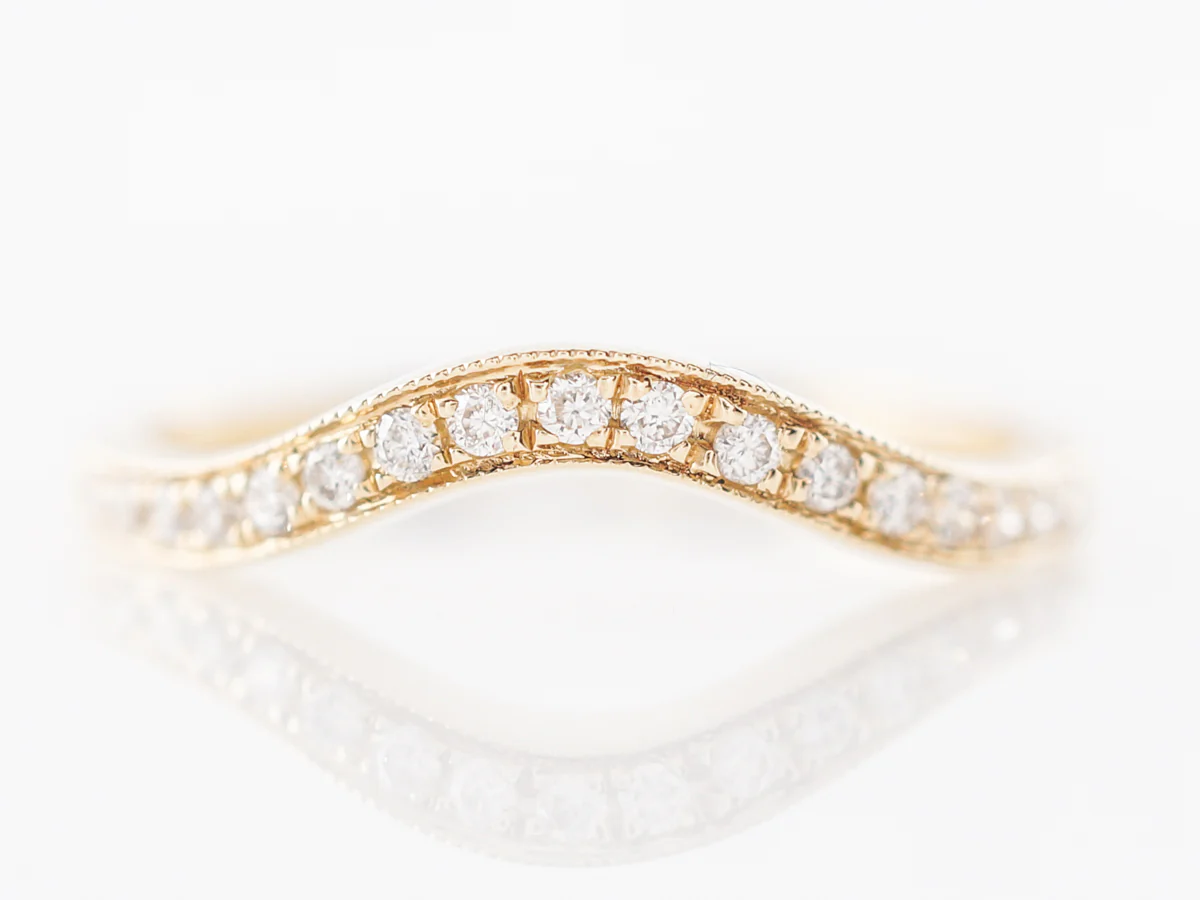 .12 Contoured Diamond Wedding Band in 14k Yellow Gold