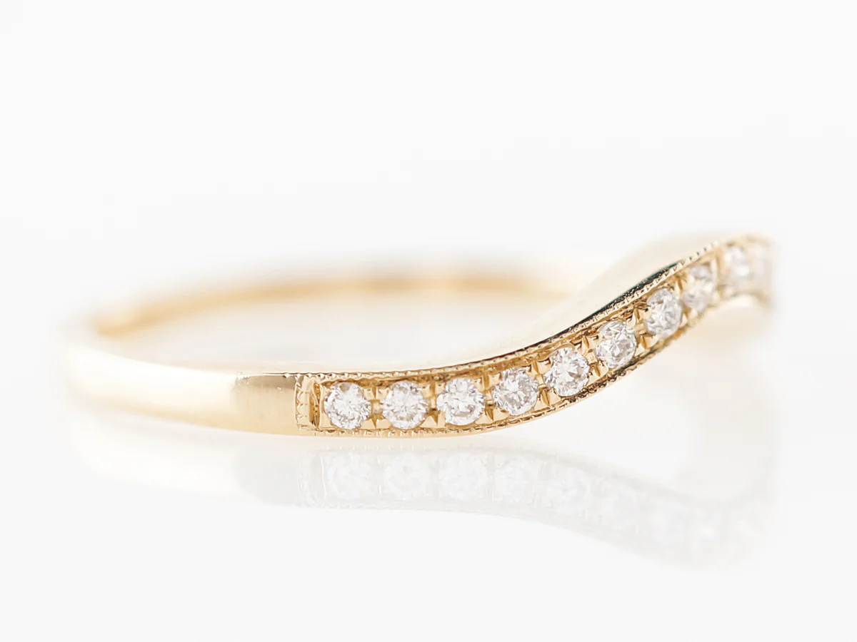 .12 Contoured Diamond Wedding Band in 14k Yellow Gold - Image 3
