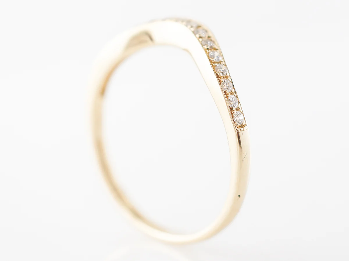.12 Contoured Diamond Wedding Band in 14k Yellow Gold - Image 4