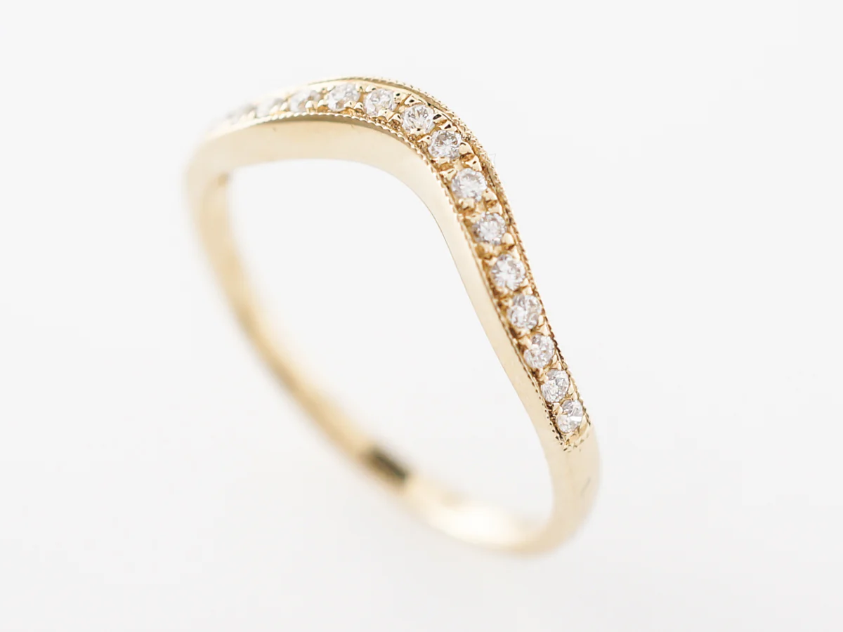 .12 Contoured Diamond Wedding Band in 14k Yellow Gold - Image 5