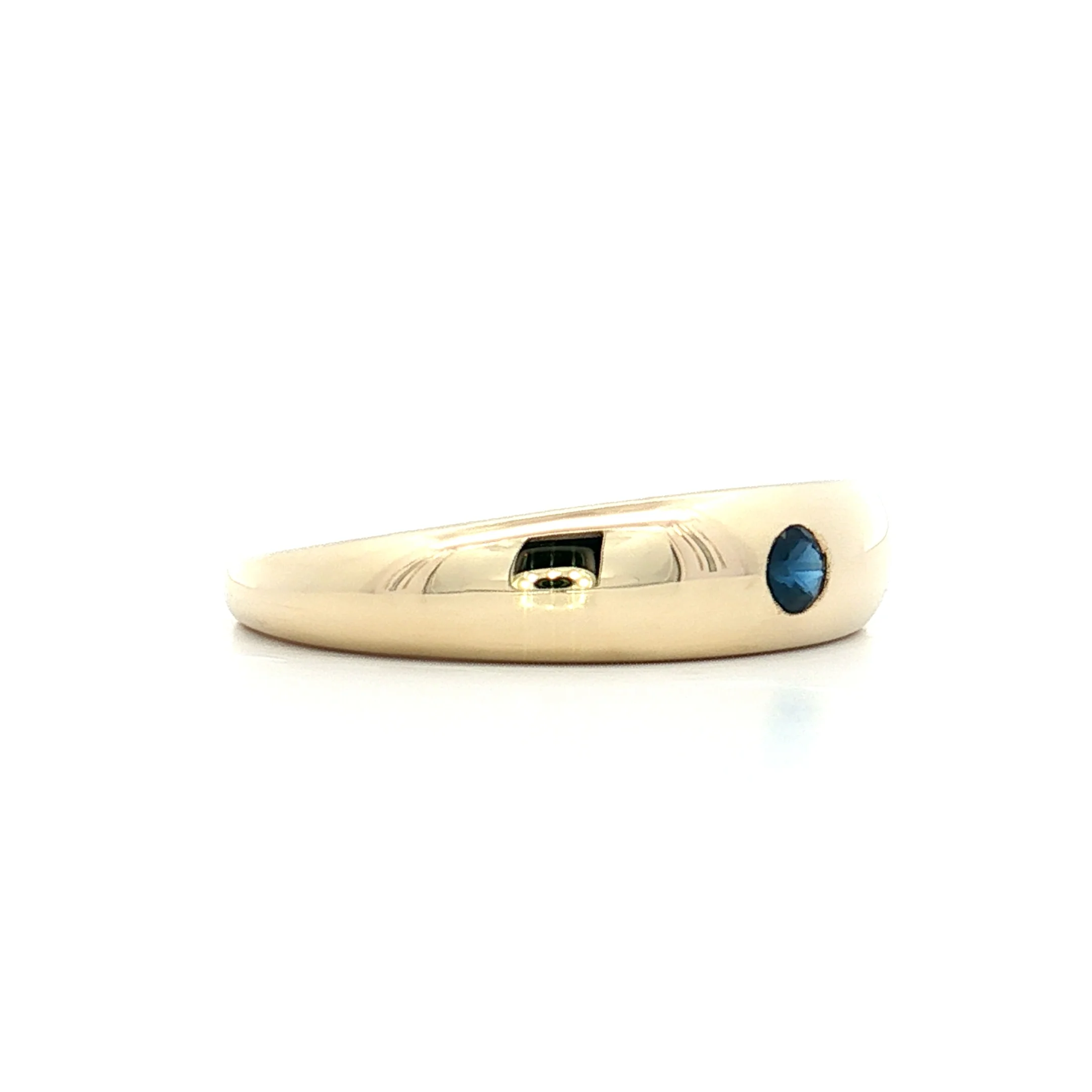 .12 Flush Set Blue Sapphire Stacking Ring 14k - Image 3