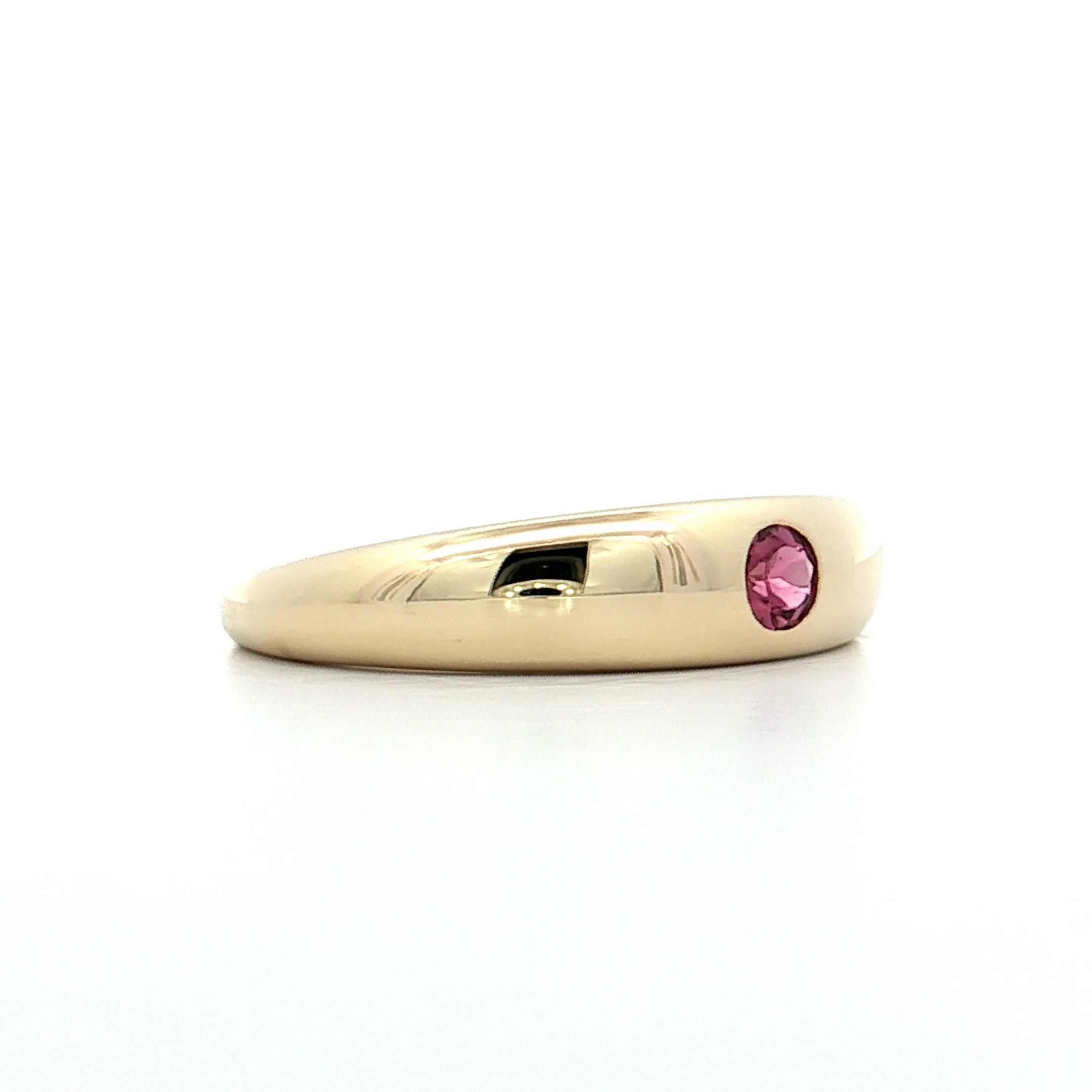 .12 Flush Set Pink Tourmaline Stacking Ring 14k - Image 3