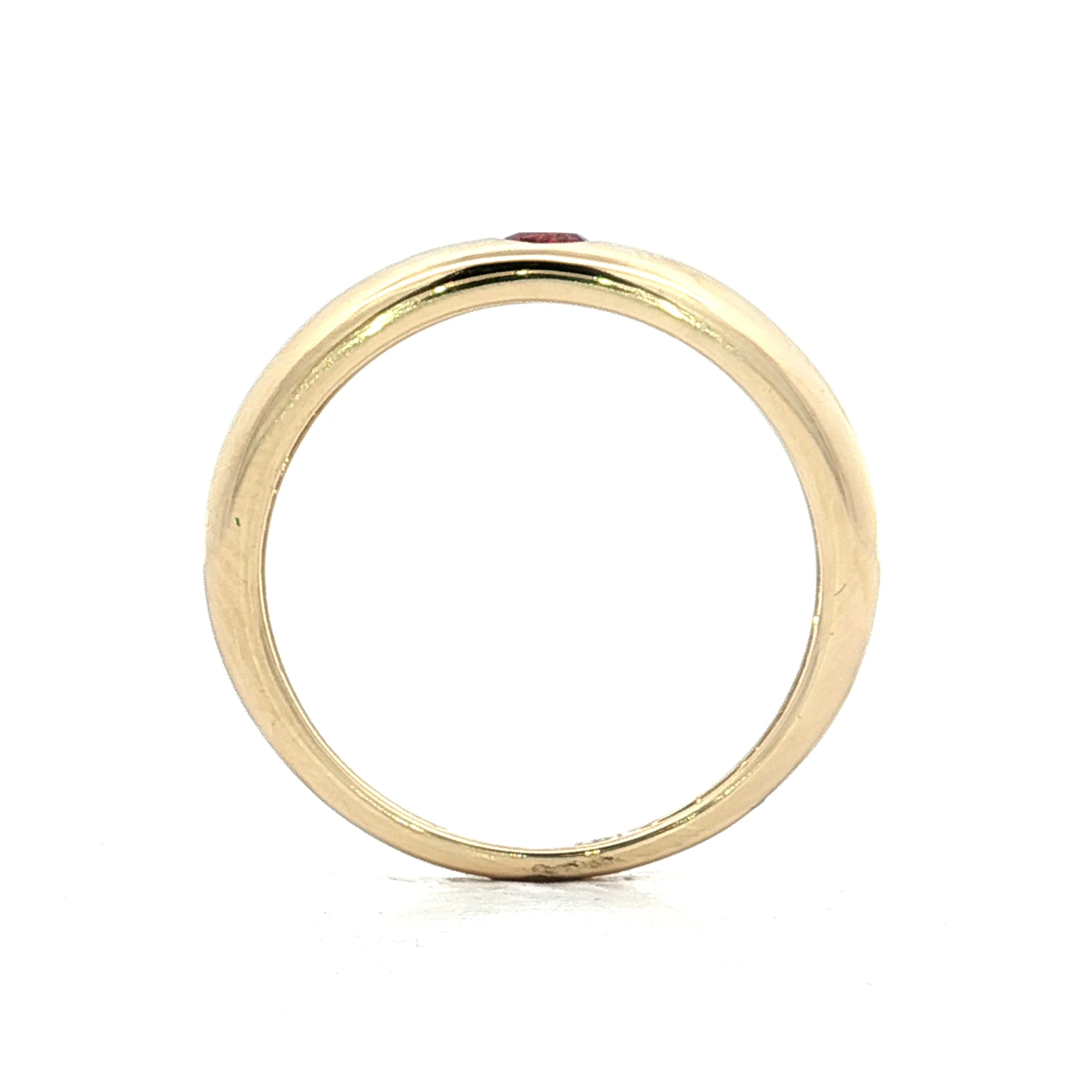 .12 Flush Set Pink Tourmaline Stacking Ring 14k - Image 4