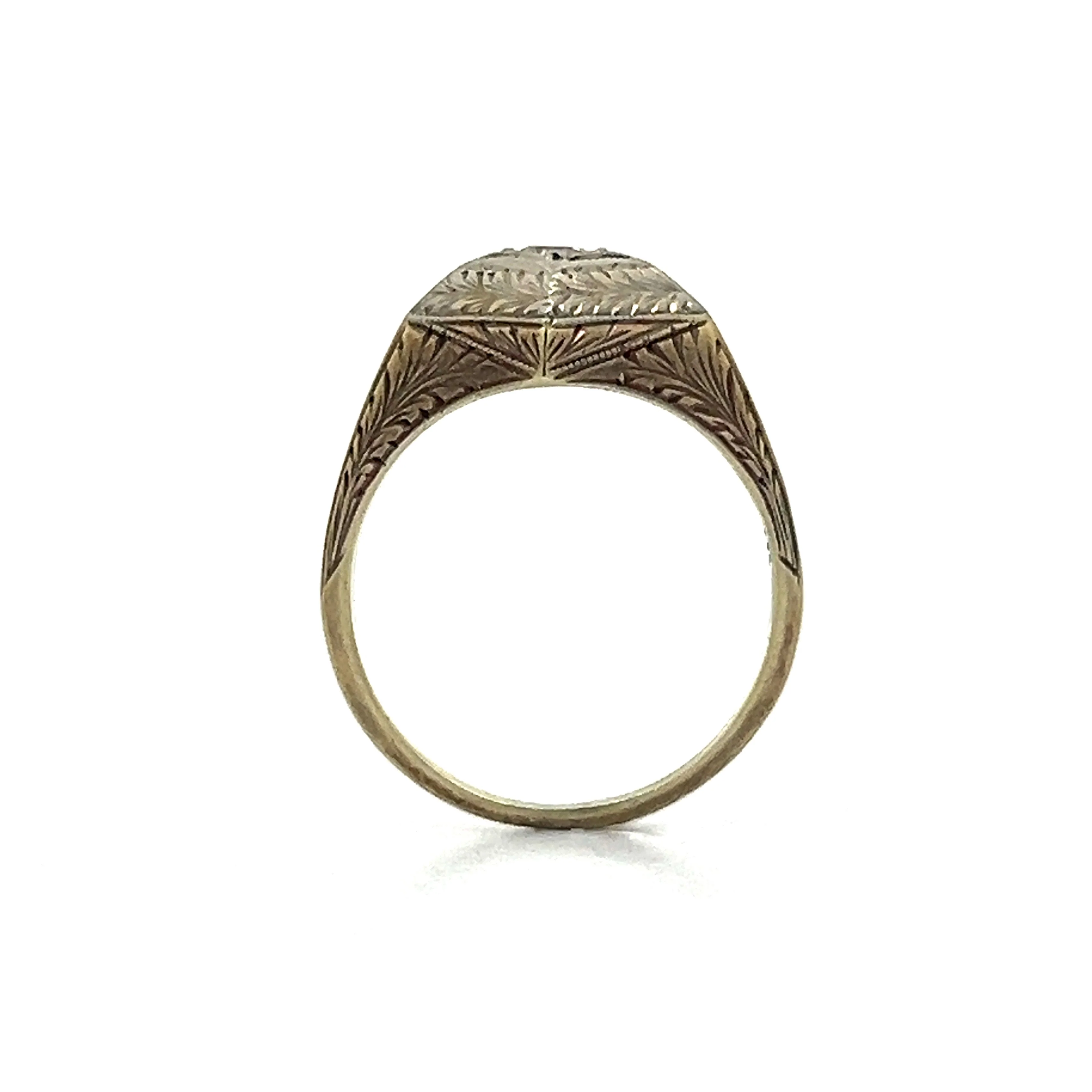 .12 Retro Diamond Engagement Ring in Yellow & White Gold - Image 4