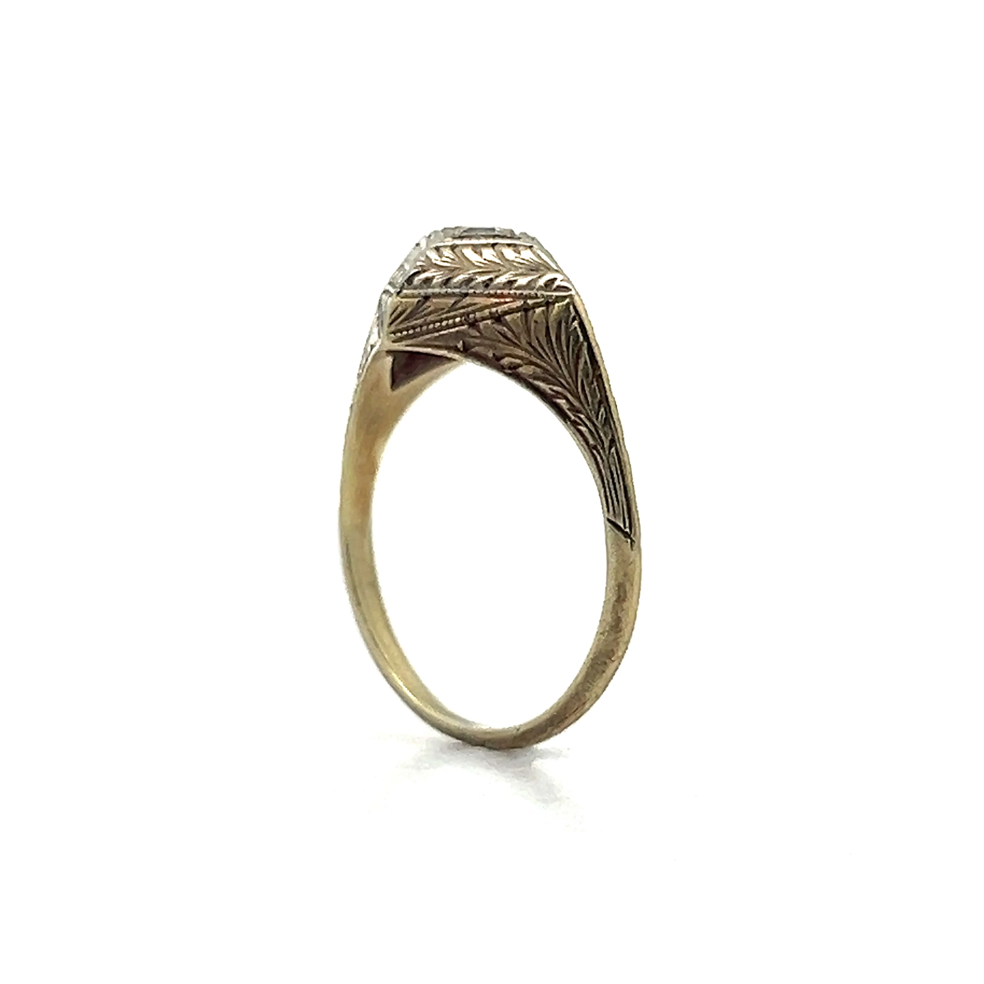 .12 Retro Diamond Engagement Ring in Yellow & White Gold - Image 5