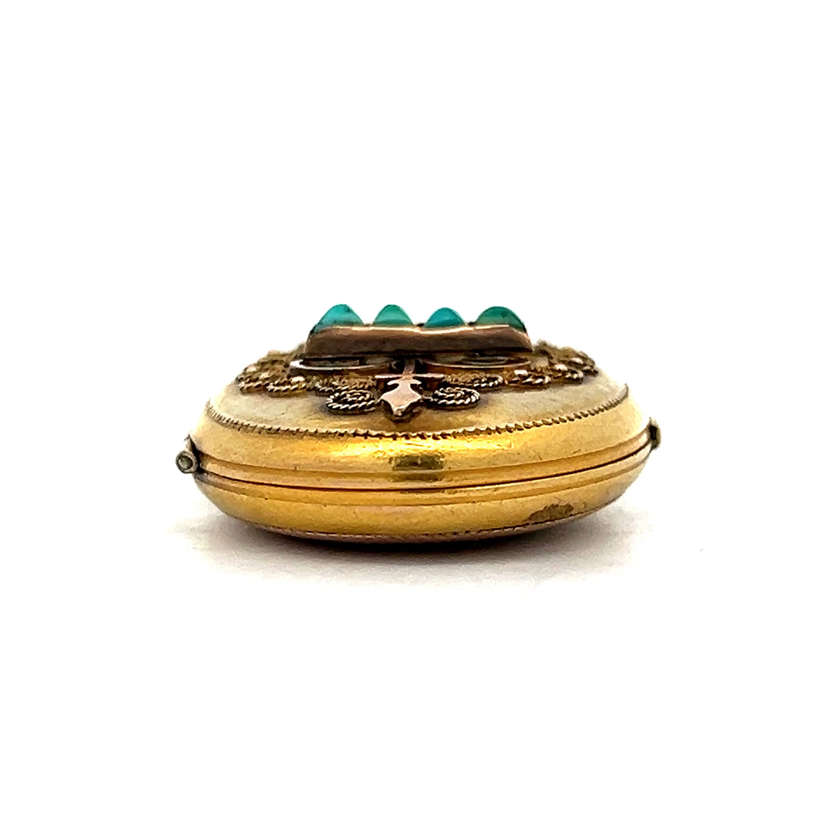 .12 Vintage Victorian Turquoise Pendant in Yellow Gold - Image 2