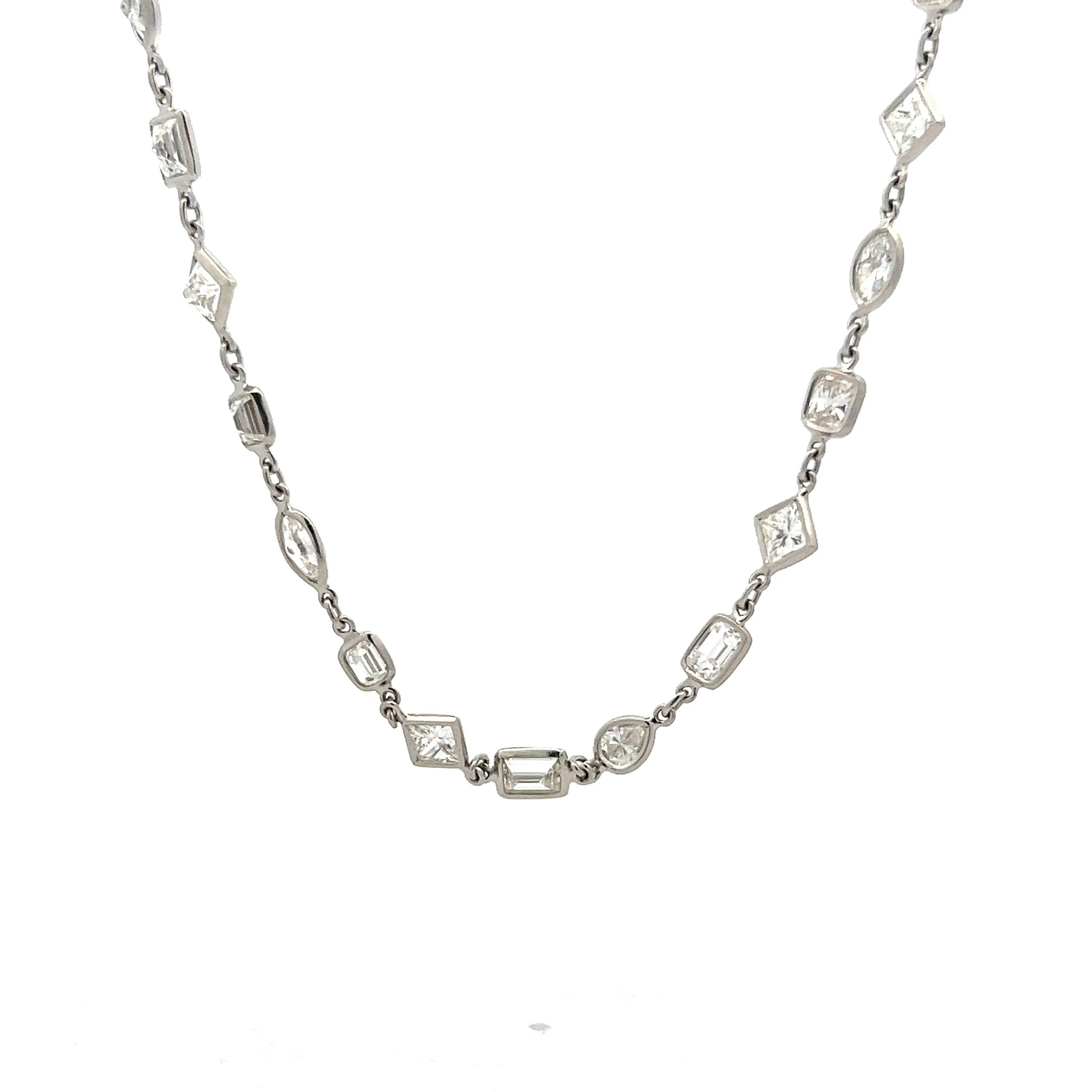 13.54 Multi Cut Diamond Necklace in Platinum