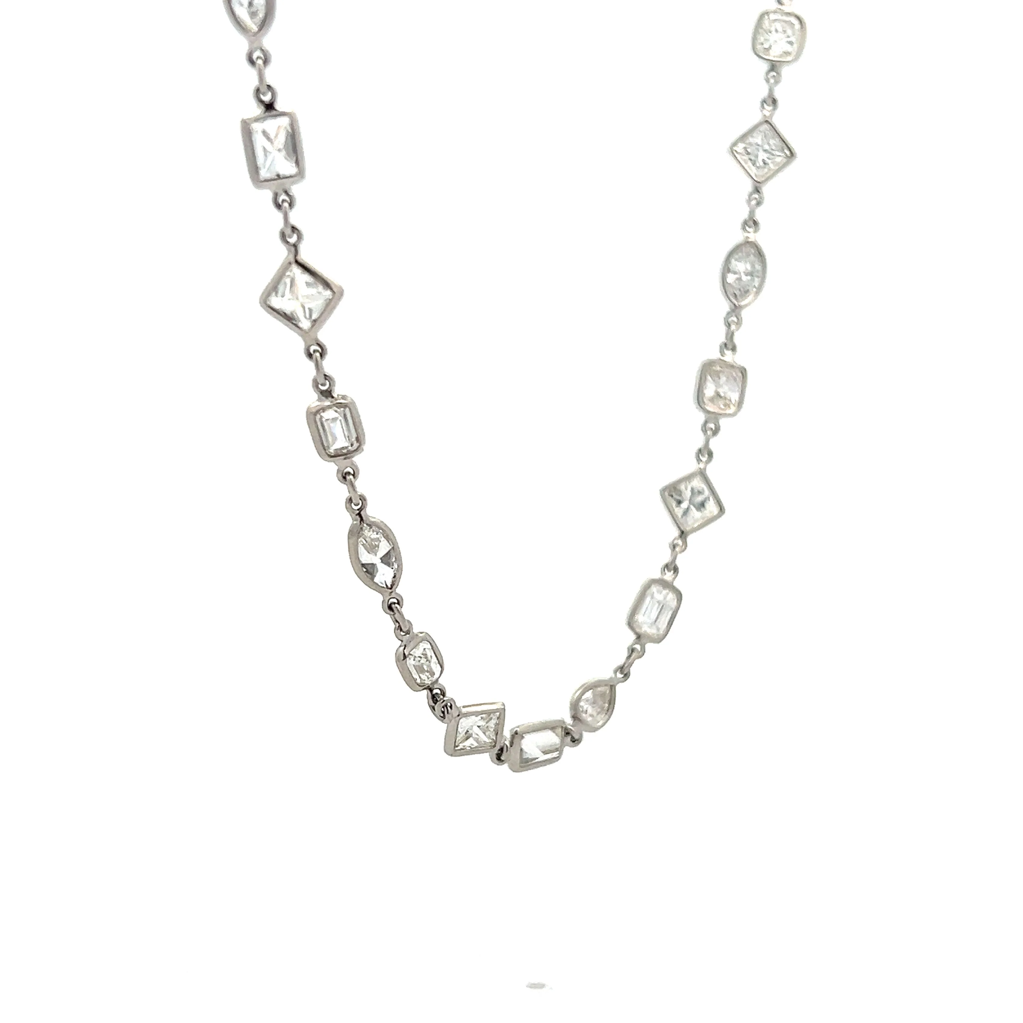 13.54 Multi Cut Diamond Necklace in Platinum - Image 3