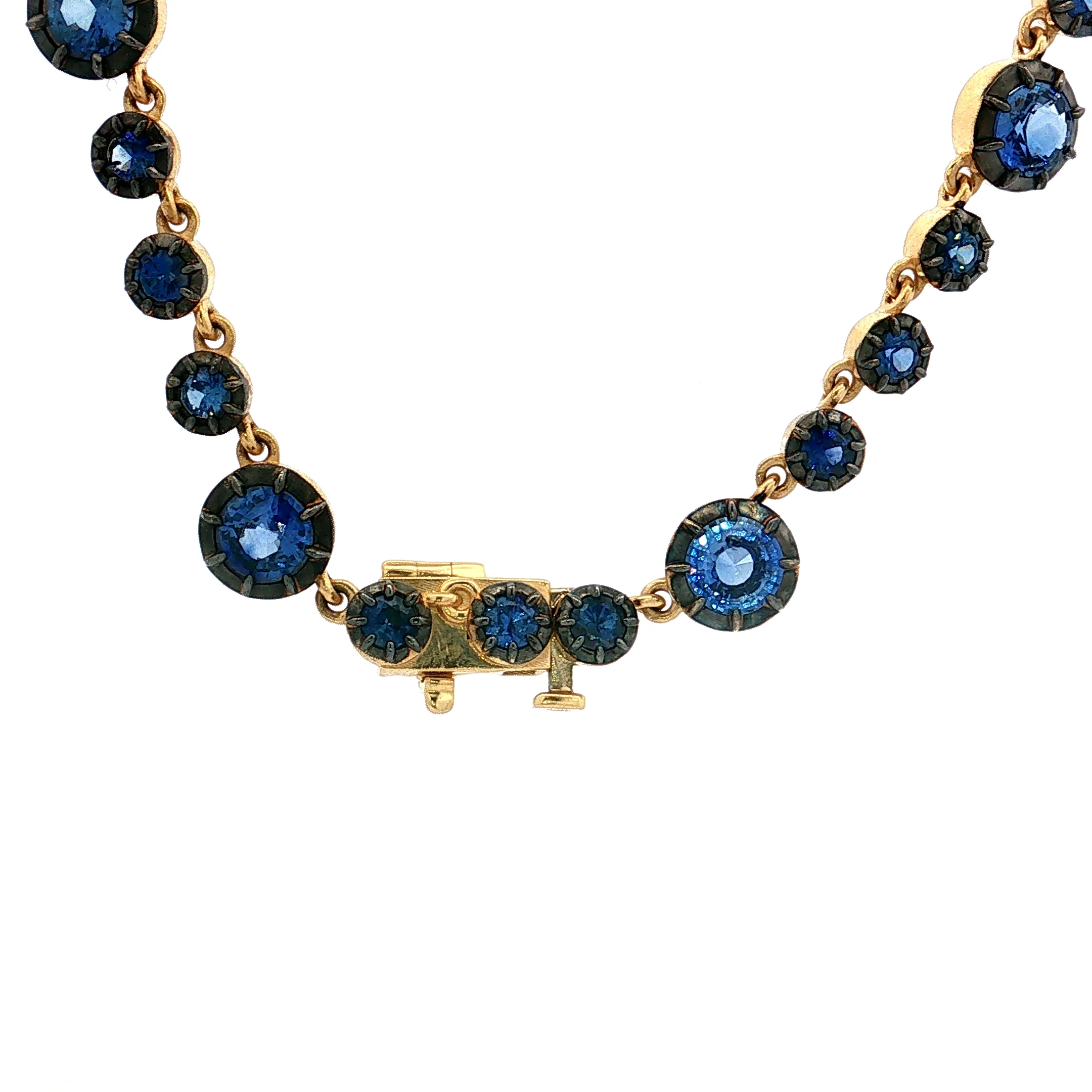 13.98 Blue Sapphire Statement Necklace 18k Yellow Gold - Image 4