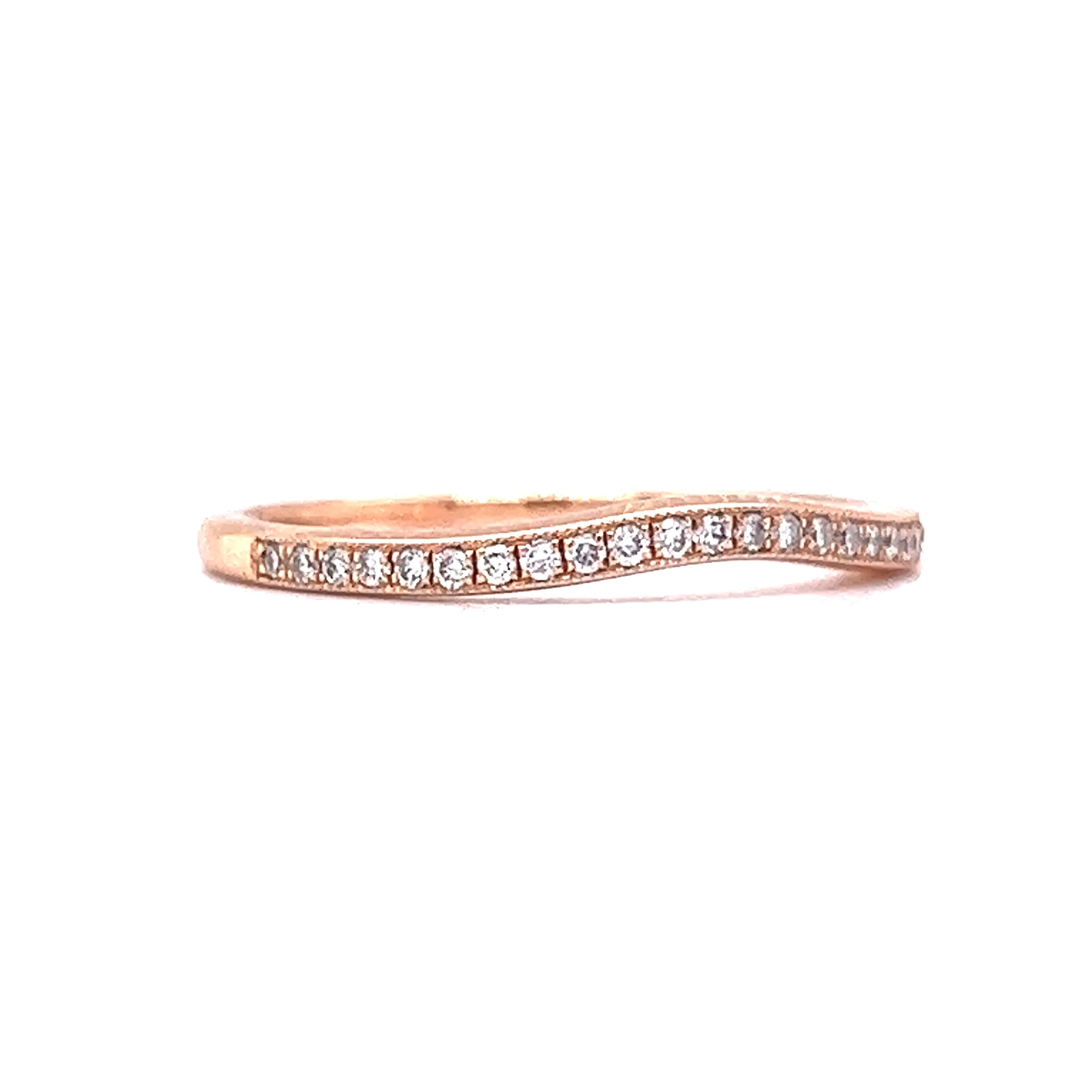 .13 Curved Diamond Wedding Band in 14k Rose Gold - Image 3