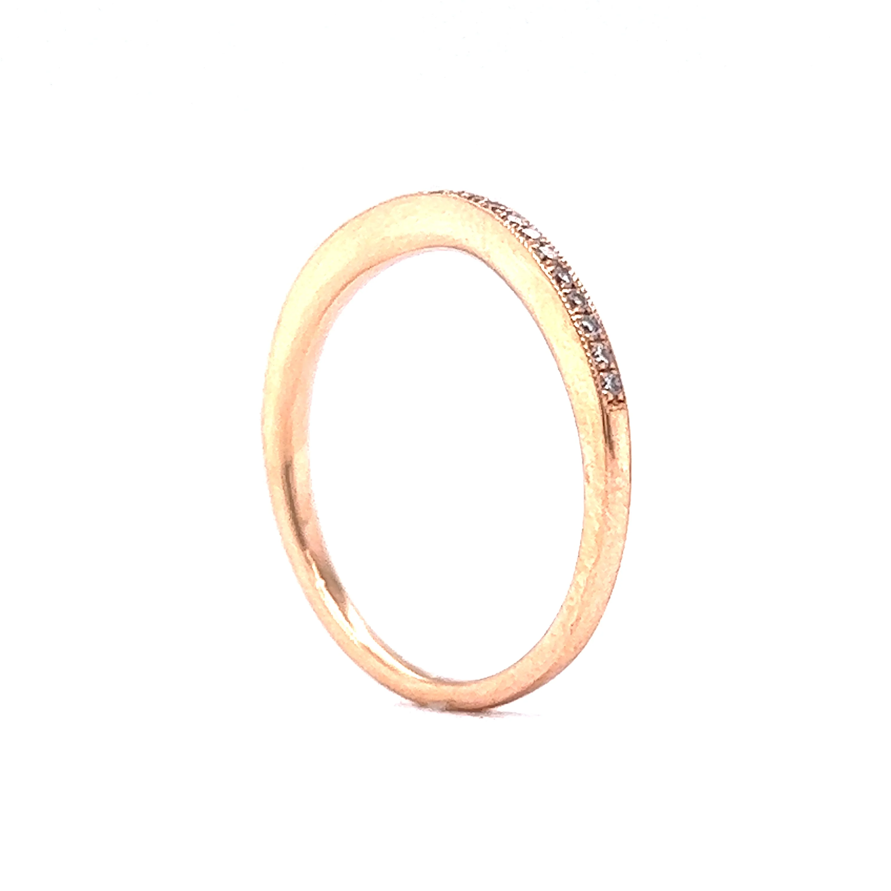 .13 Curved Diamond Wedding Band in 14k Rose Gold - Image 5