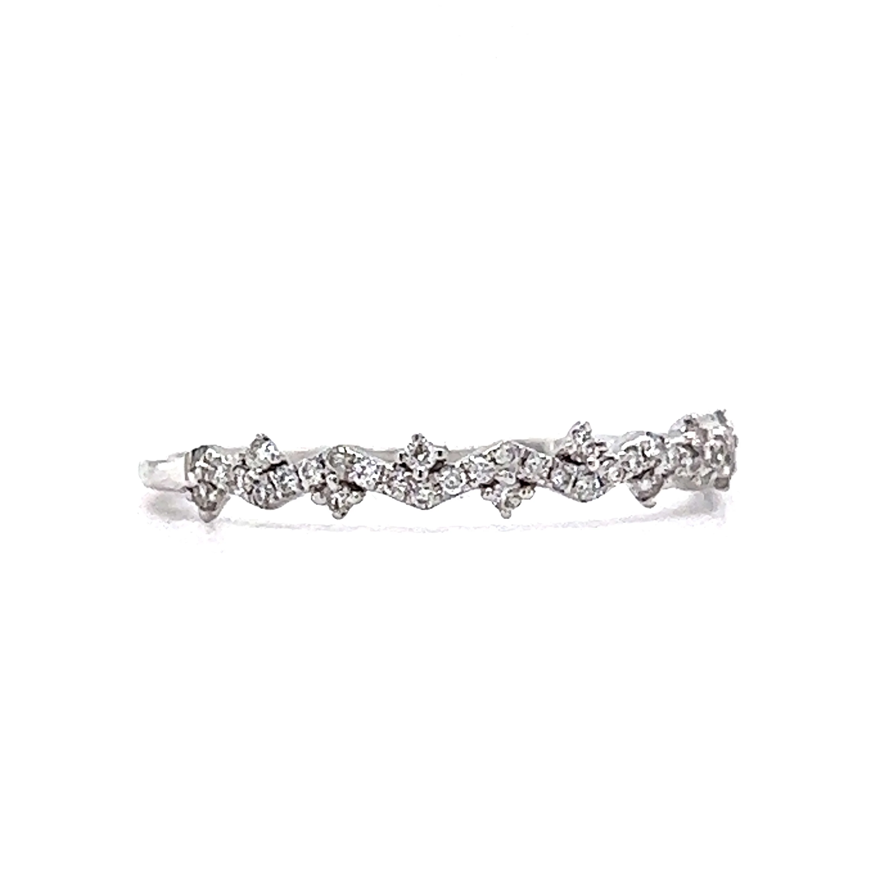 .13 Modern Pave Diamond Wedding Band in 14k White Gold - Image 3