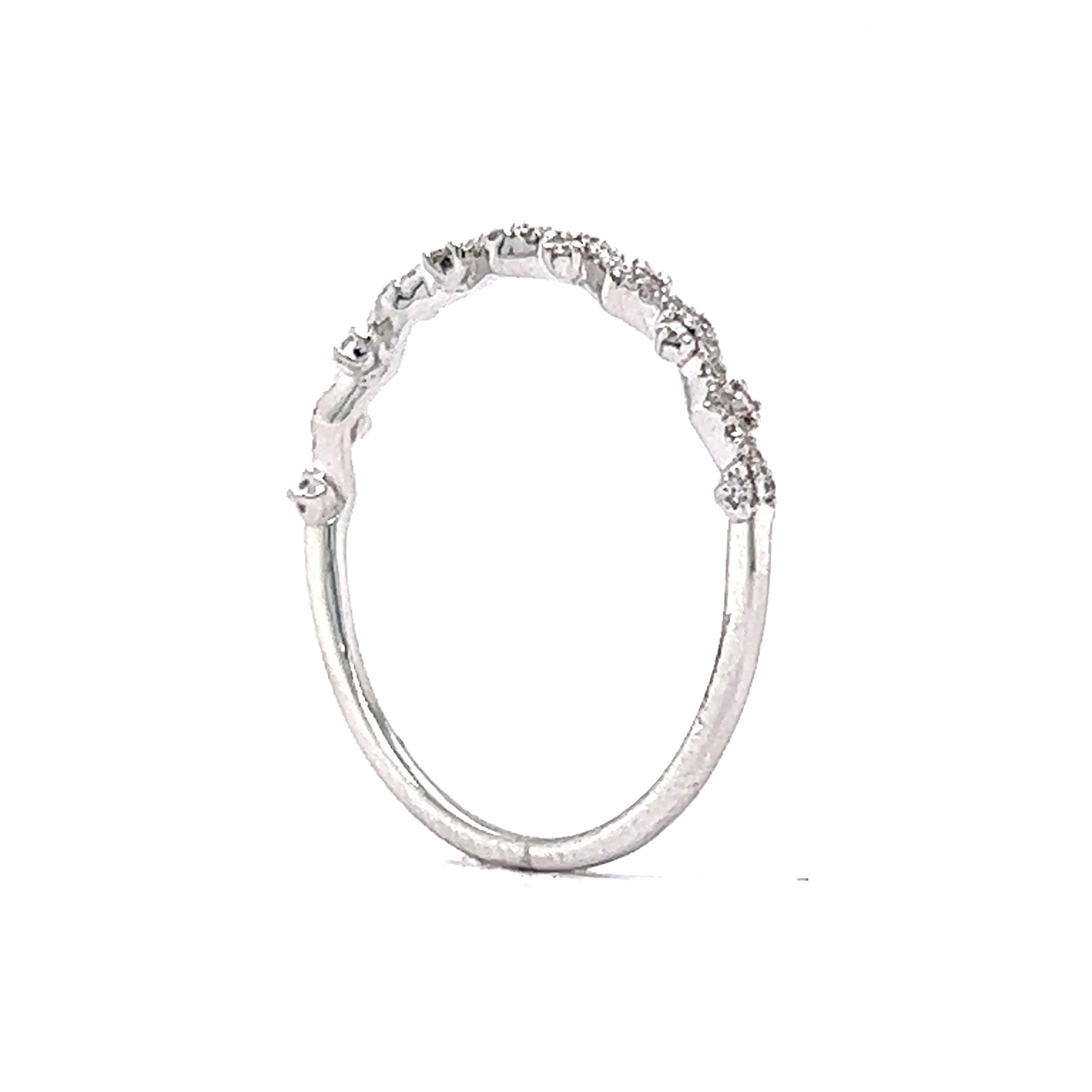 .13 Modern Pave Diamond Wedding Band in 14k White Gold - Image 5