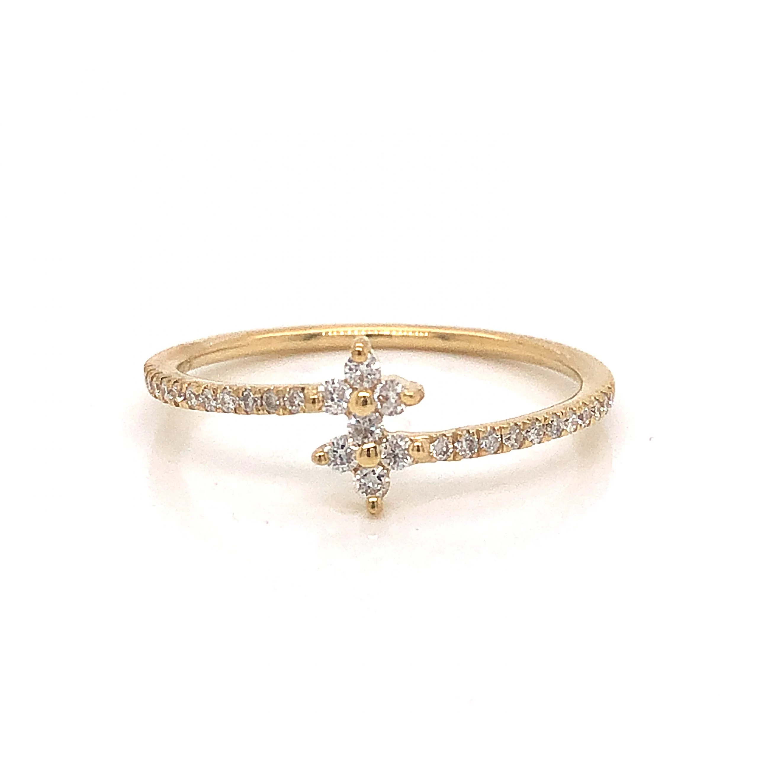 .13 Pave Diamond Cluster Stacking Ring in 14k Yellow Gold