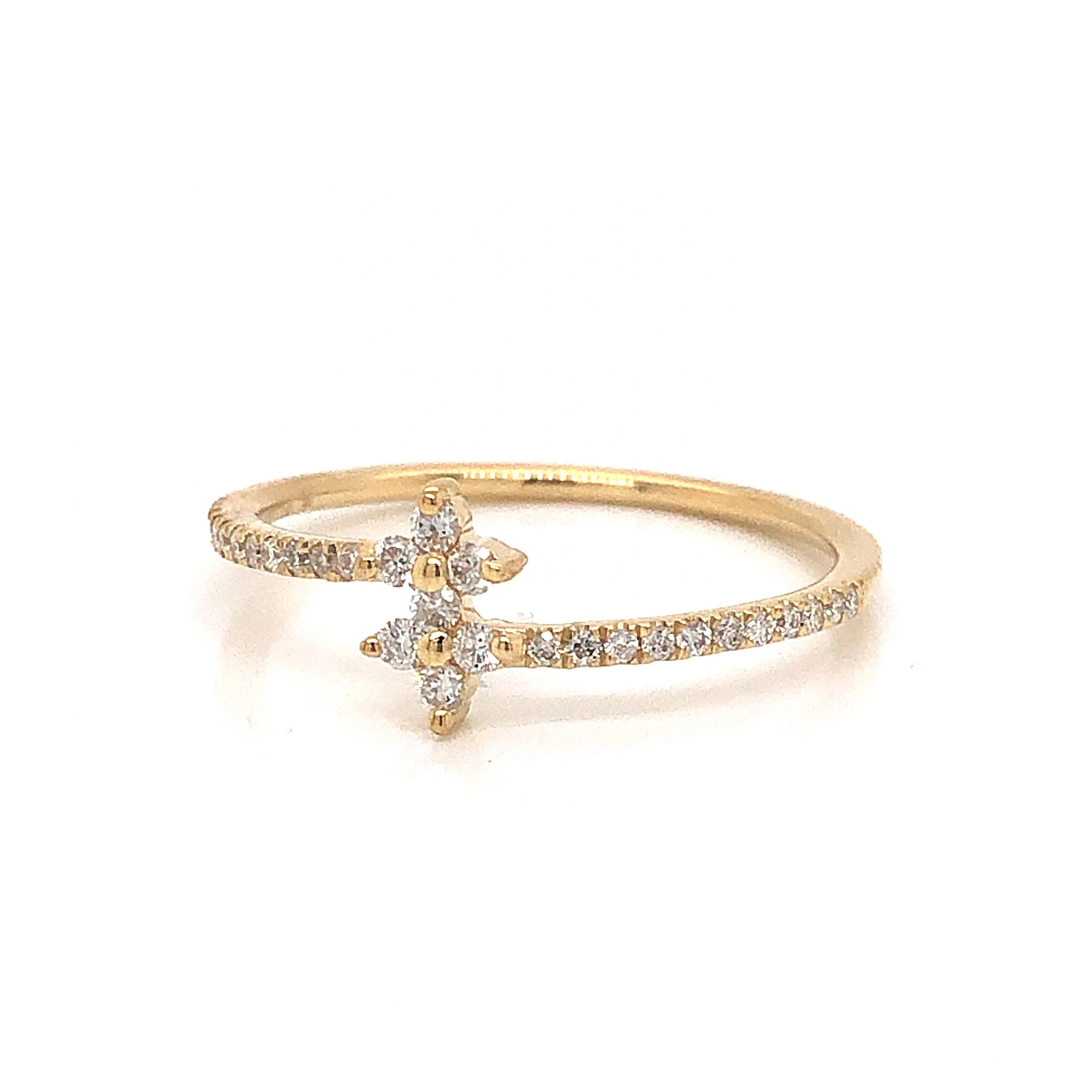 .13 Pave Diamond Cluster Stacking Ring in 14k Yellow Gold - Image 2