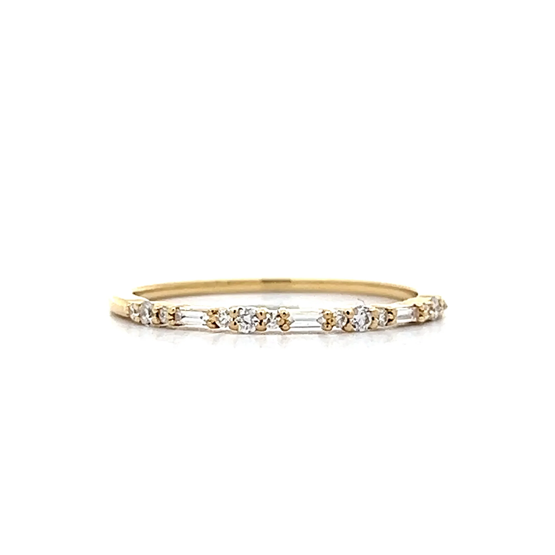 .13 Round & Baguette Diamond Band in 14k Yellow Gold