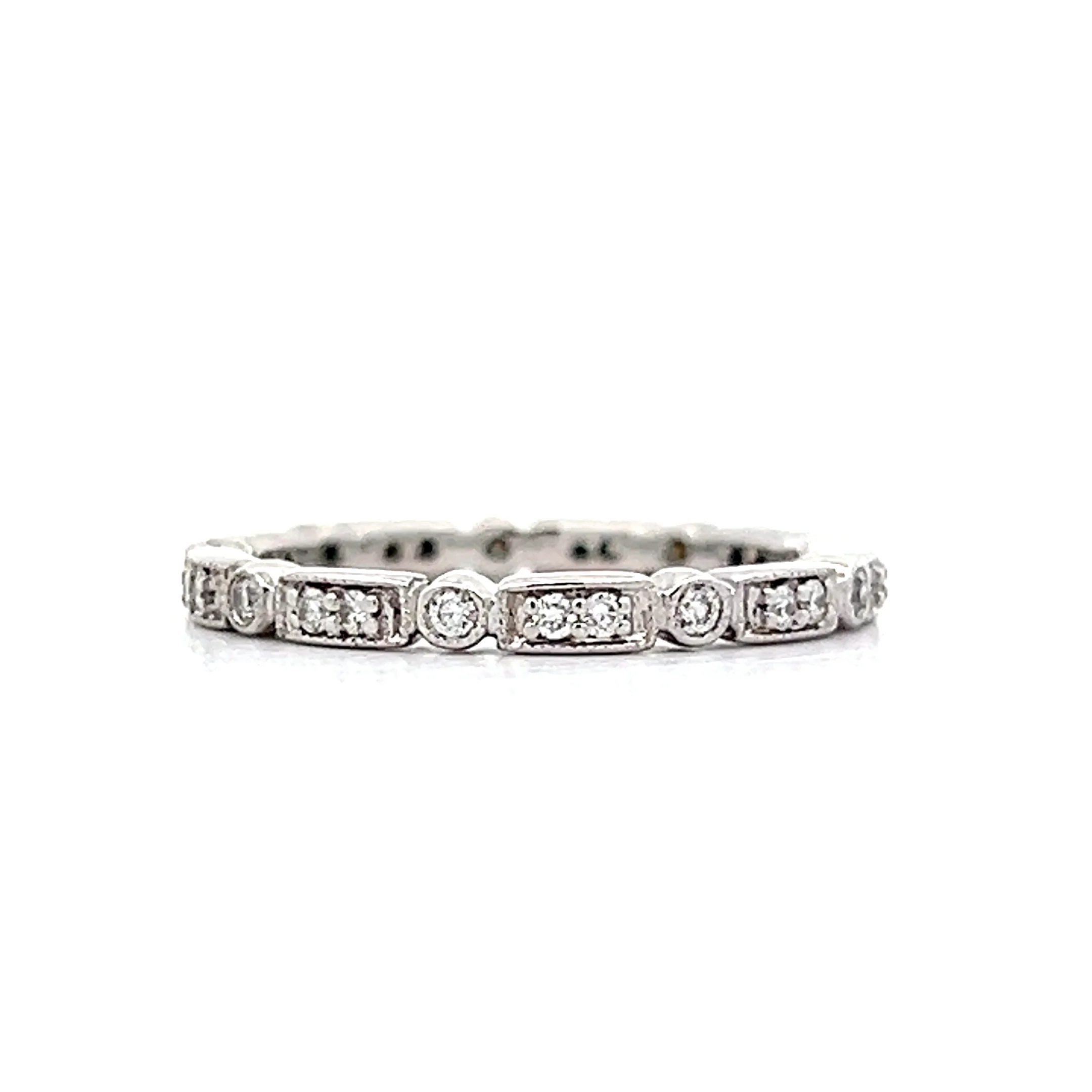 .13 Round Diamond Station Wedding Band in 18k - Image 3