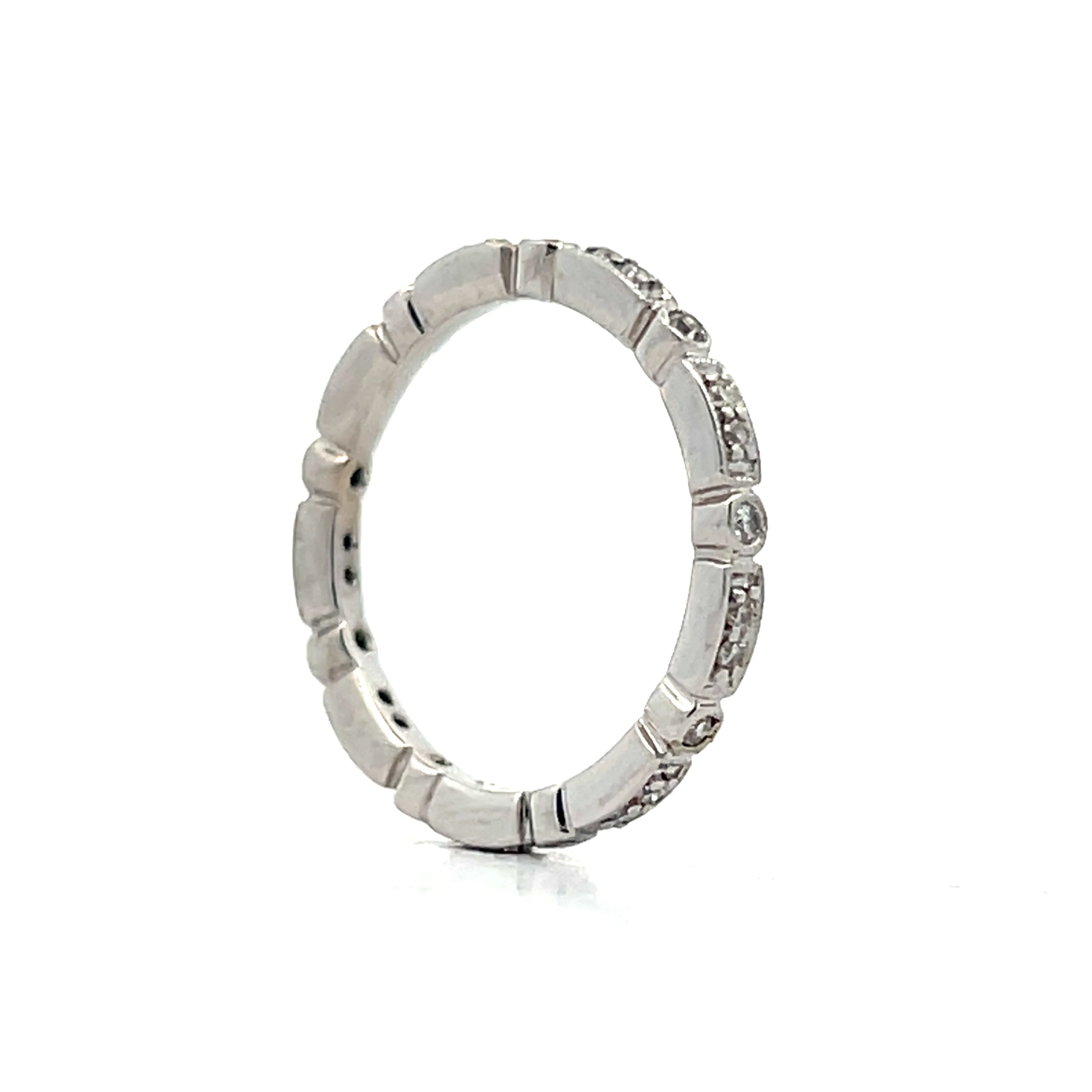 .13 Round Diamond Station Wedding Band in 18k - Image 5