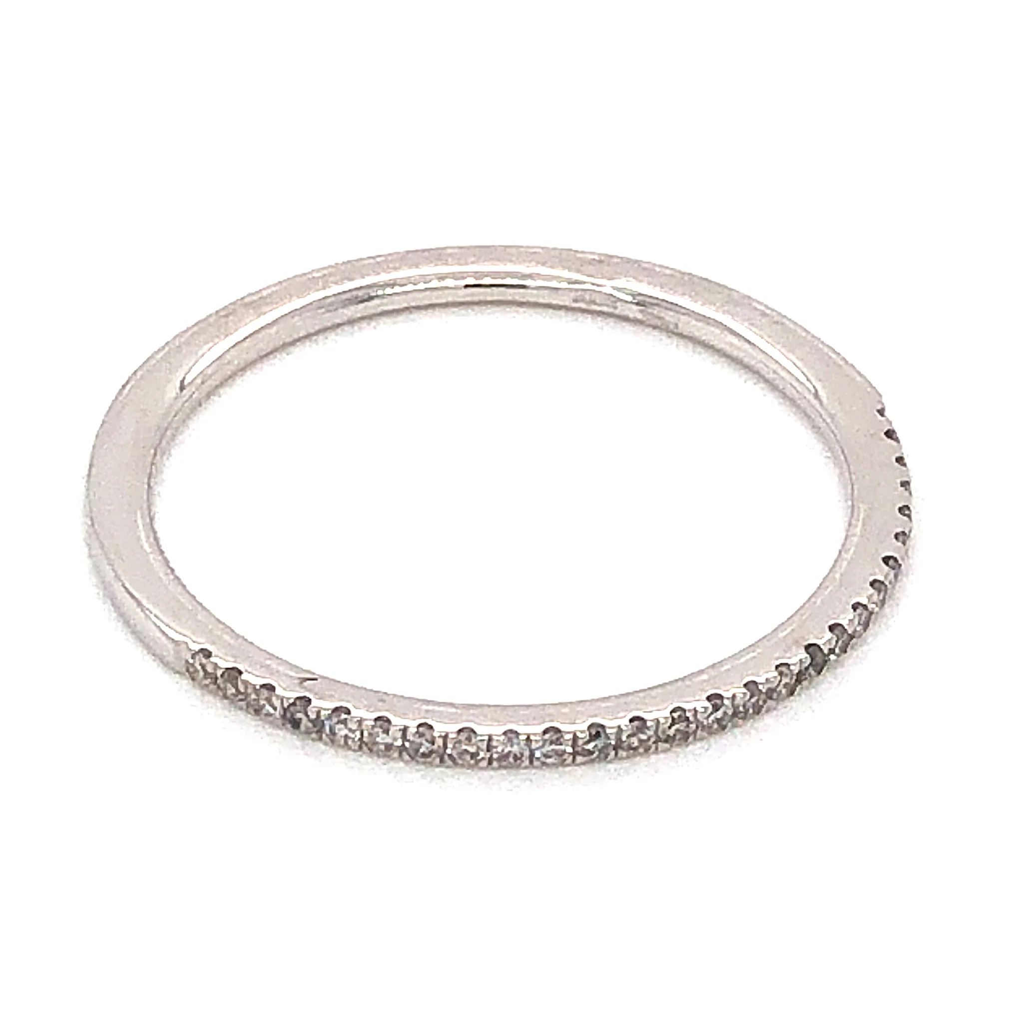 .13 Thin Diamond Stacking Wedding Band in 14k White Gold - Image 3