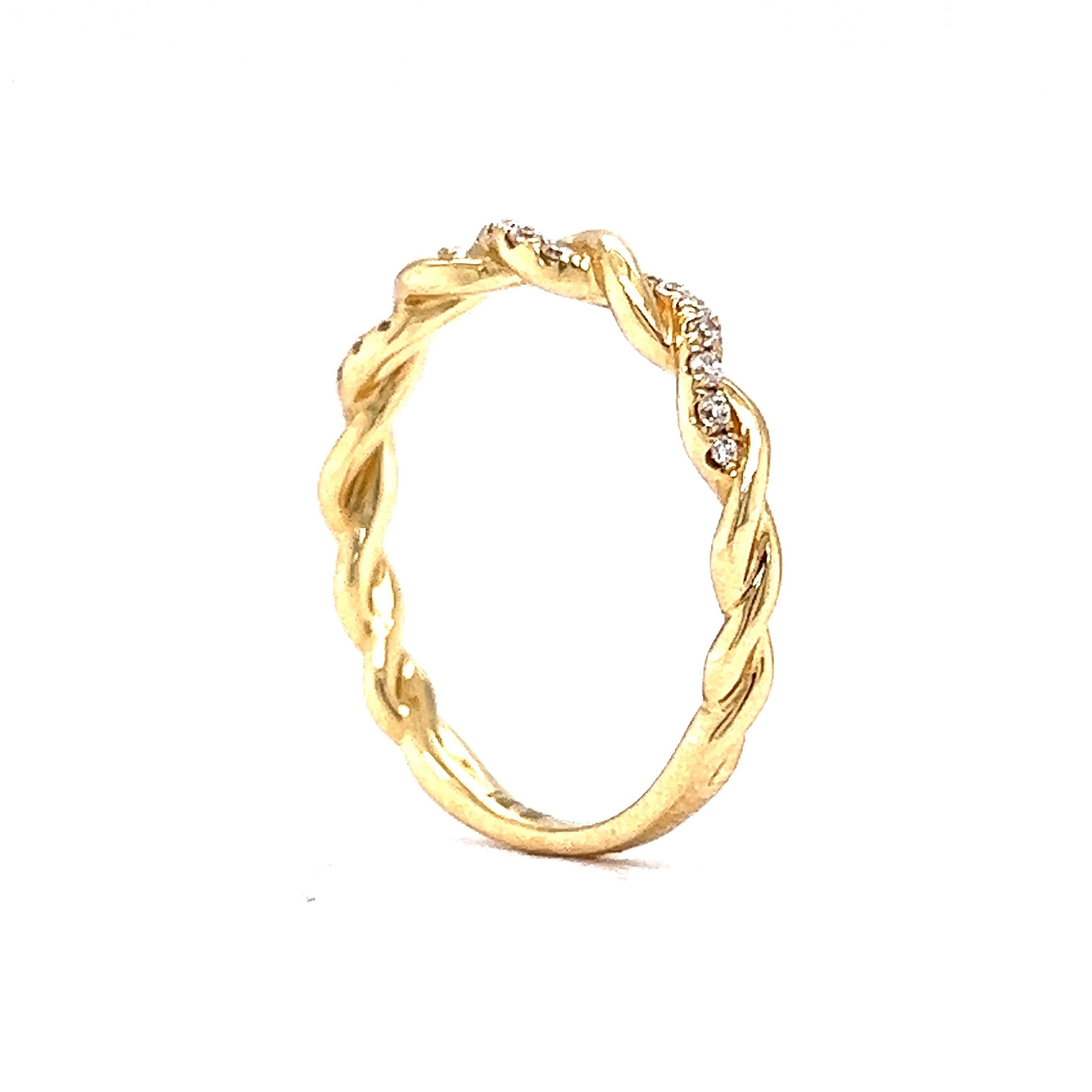 .13 Twisted Diamond Wedding Band in 14k Yellow Gold - Image 5