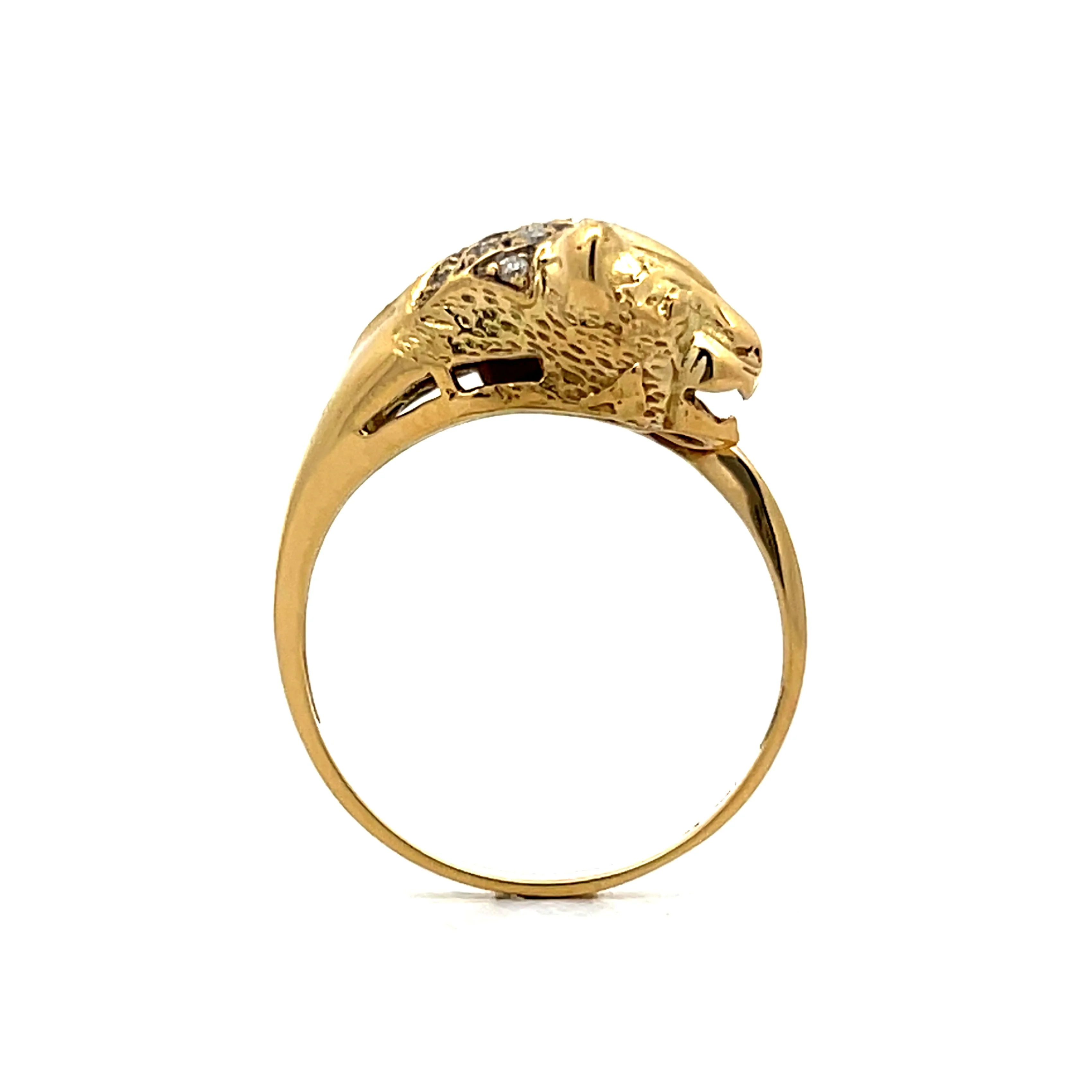 .13 Vintage Mens Mid-Century Diamond Panther Ring in 14k - Image 4