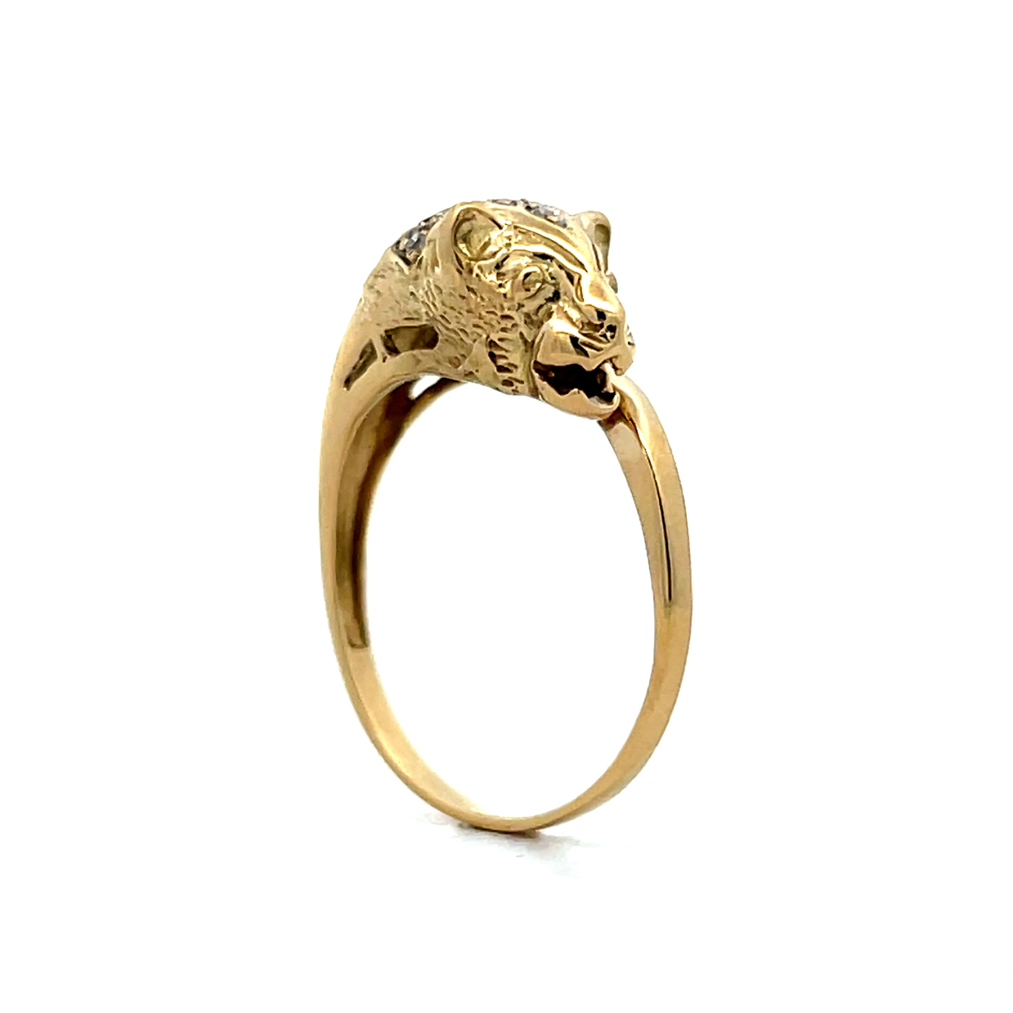 .13 Vintage Mens Mid-Century Diamond Panther Ring in 14k - Image 5