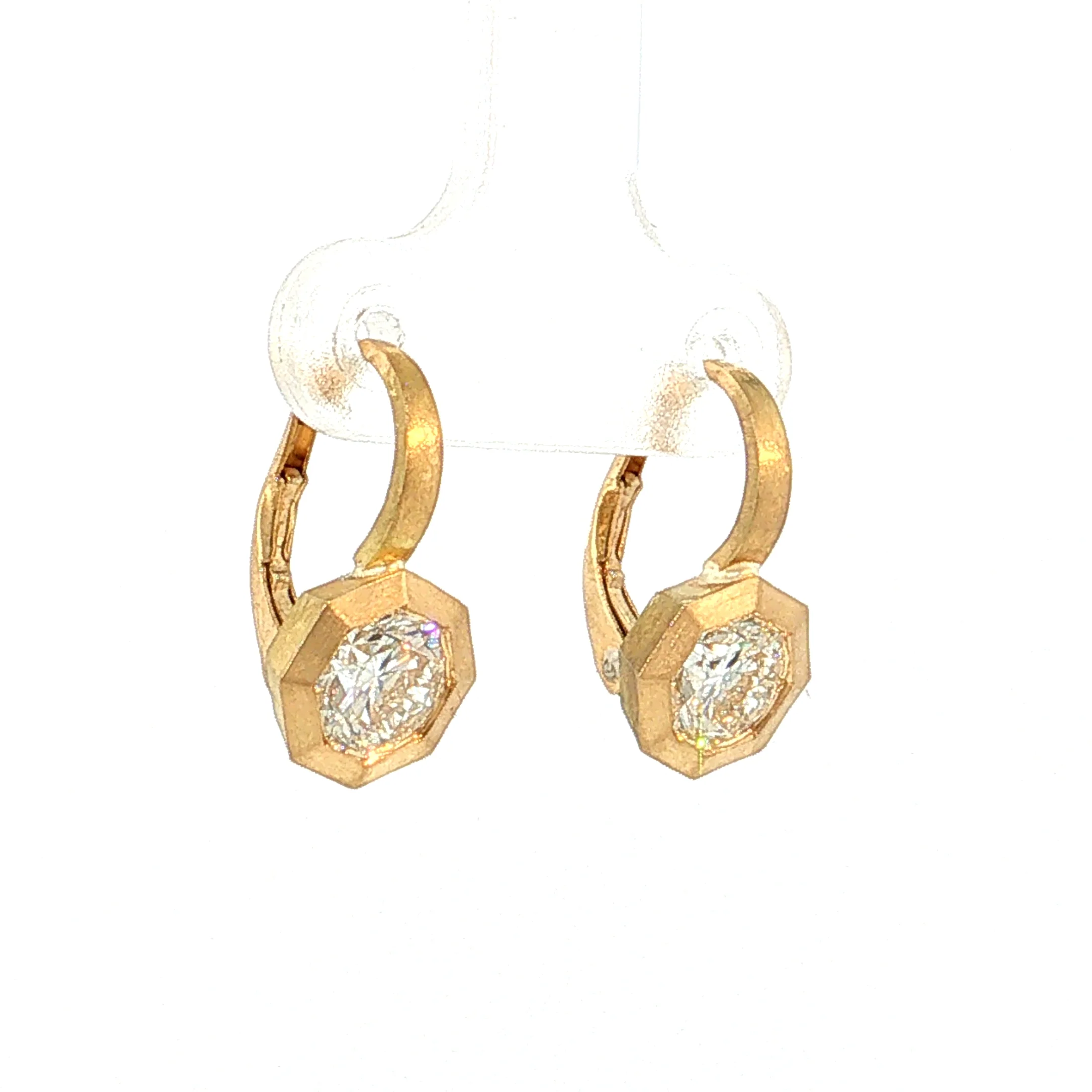 14.44 Cushion Lemon Quartz Drop Earrings 18k - Image 3