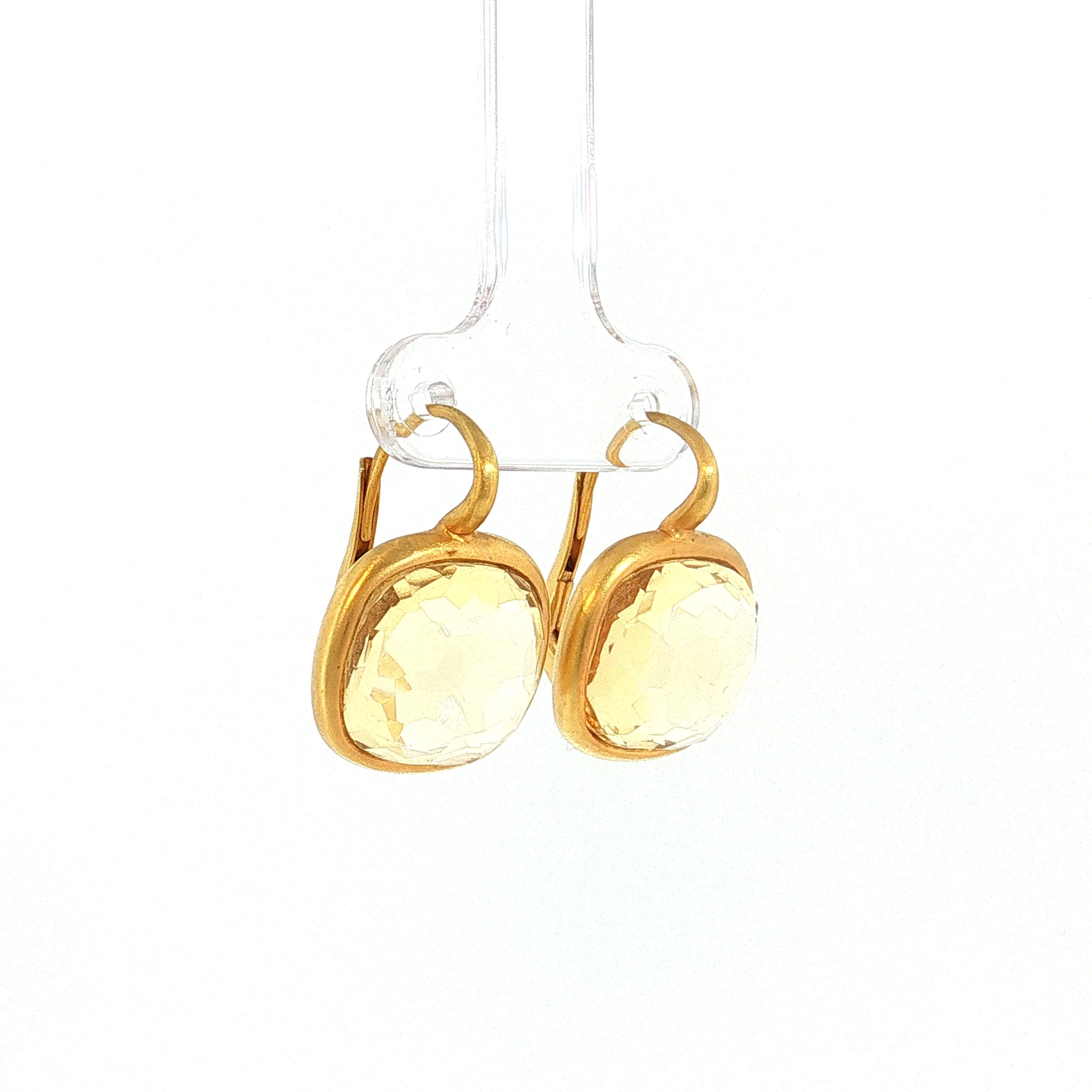 14.44ct Cushion Lemon Quartz Drop Earrings 18k - Image 3