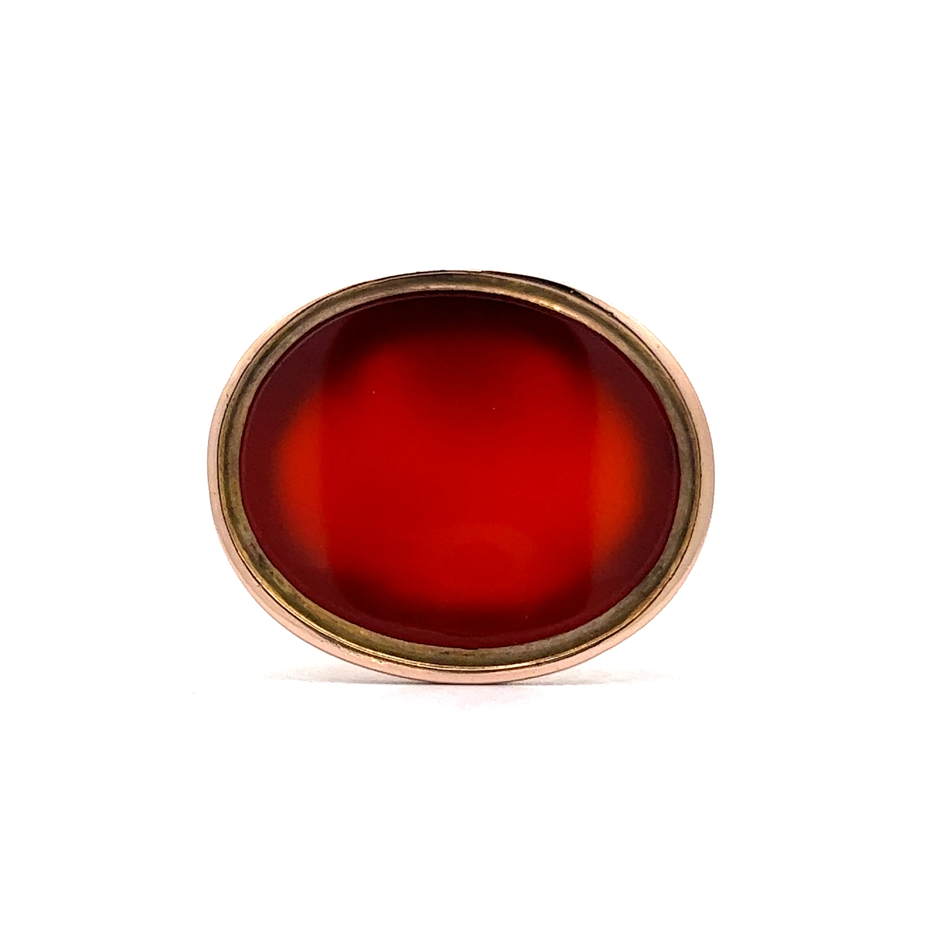 14.58 Red Carnelian Cabochon Necklace Pendant in Yellow Gold