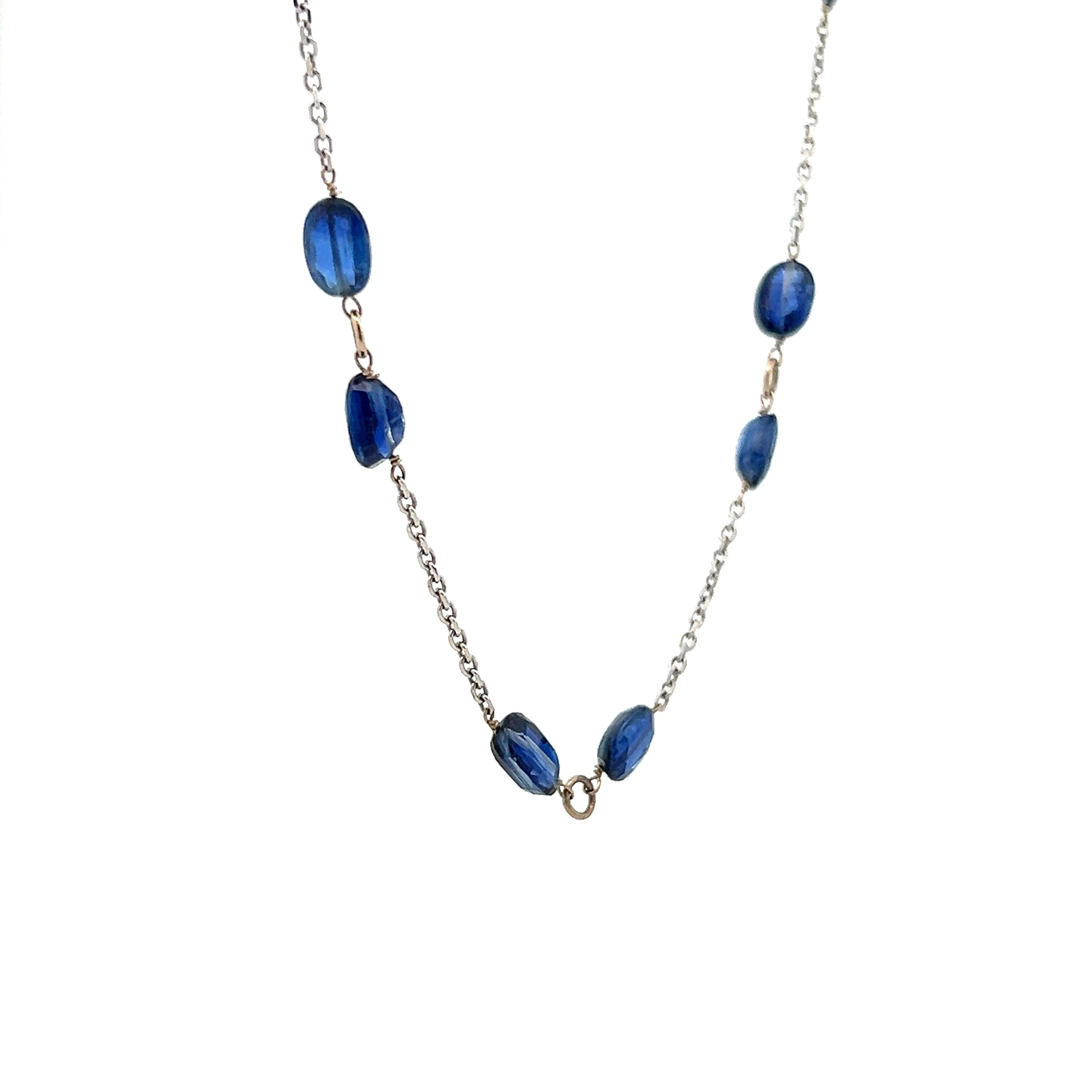 10.26 Oval Blue Sapphire Necklace in 18k White Gold - Image 3