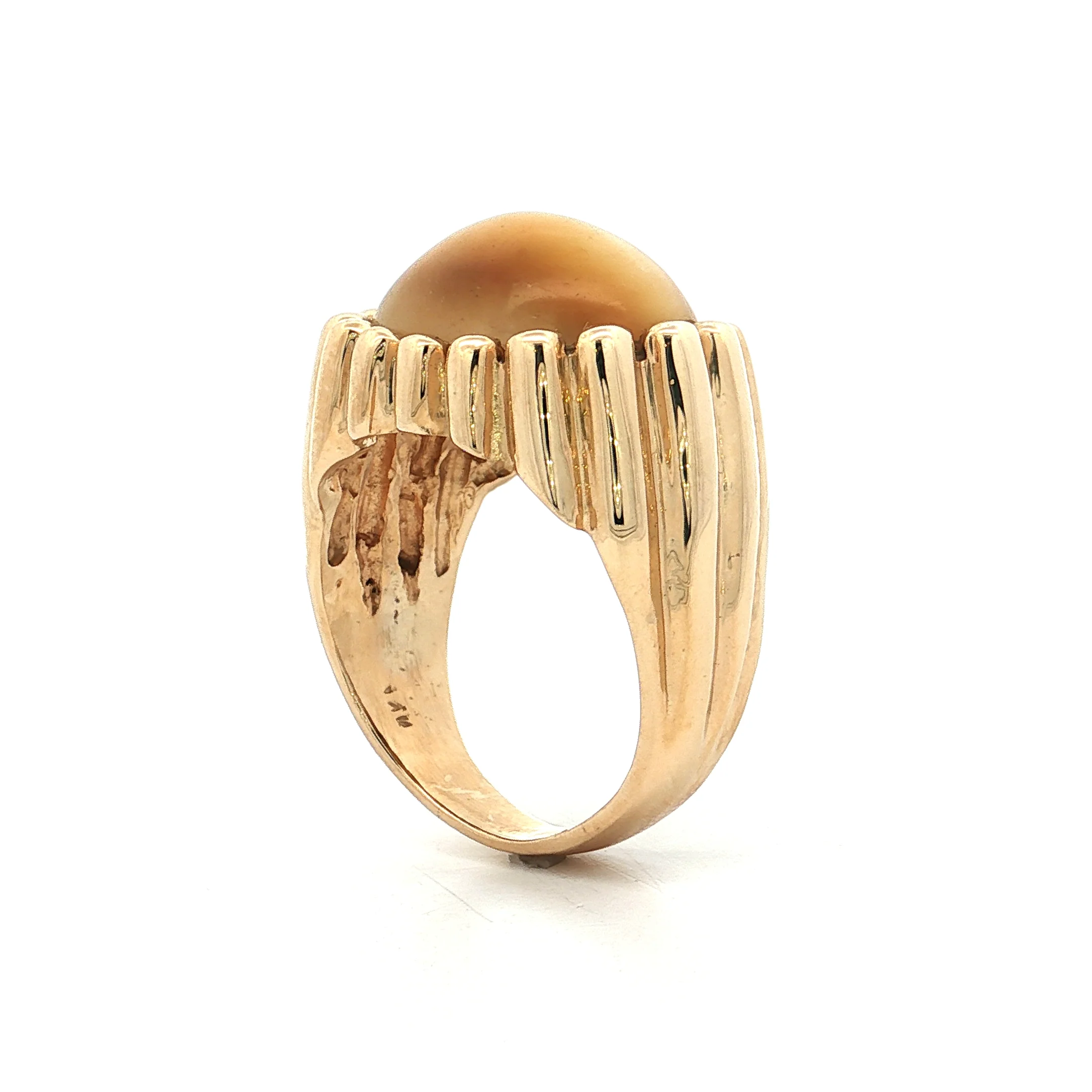 14.81 Vintage Cabochon Cats Eye Cocktail Ring 14k - Image 5